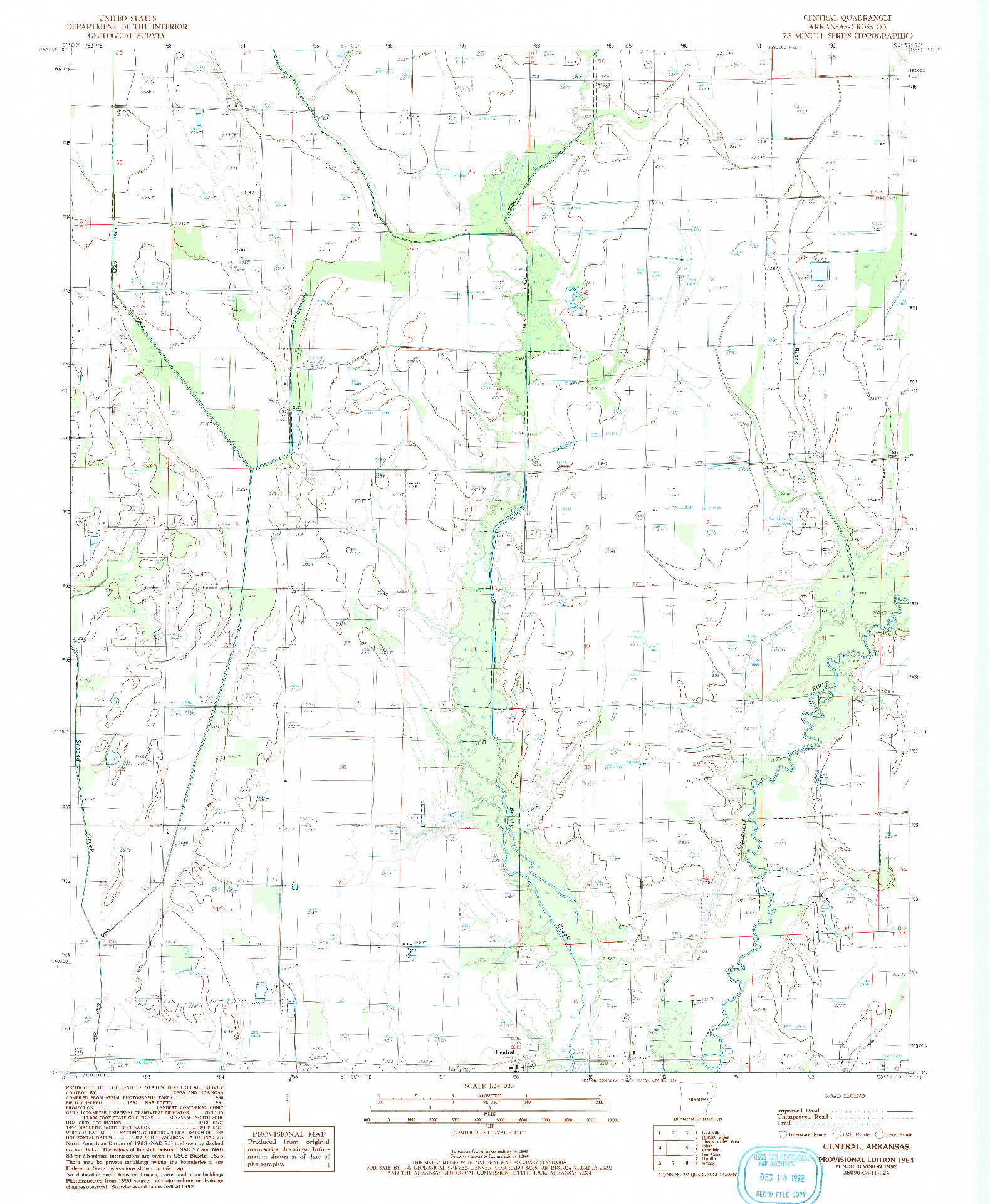 USGS 1:24000-SCALE QUADRANGLE FOR CENTRAL, AR 1984