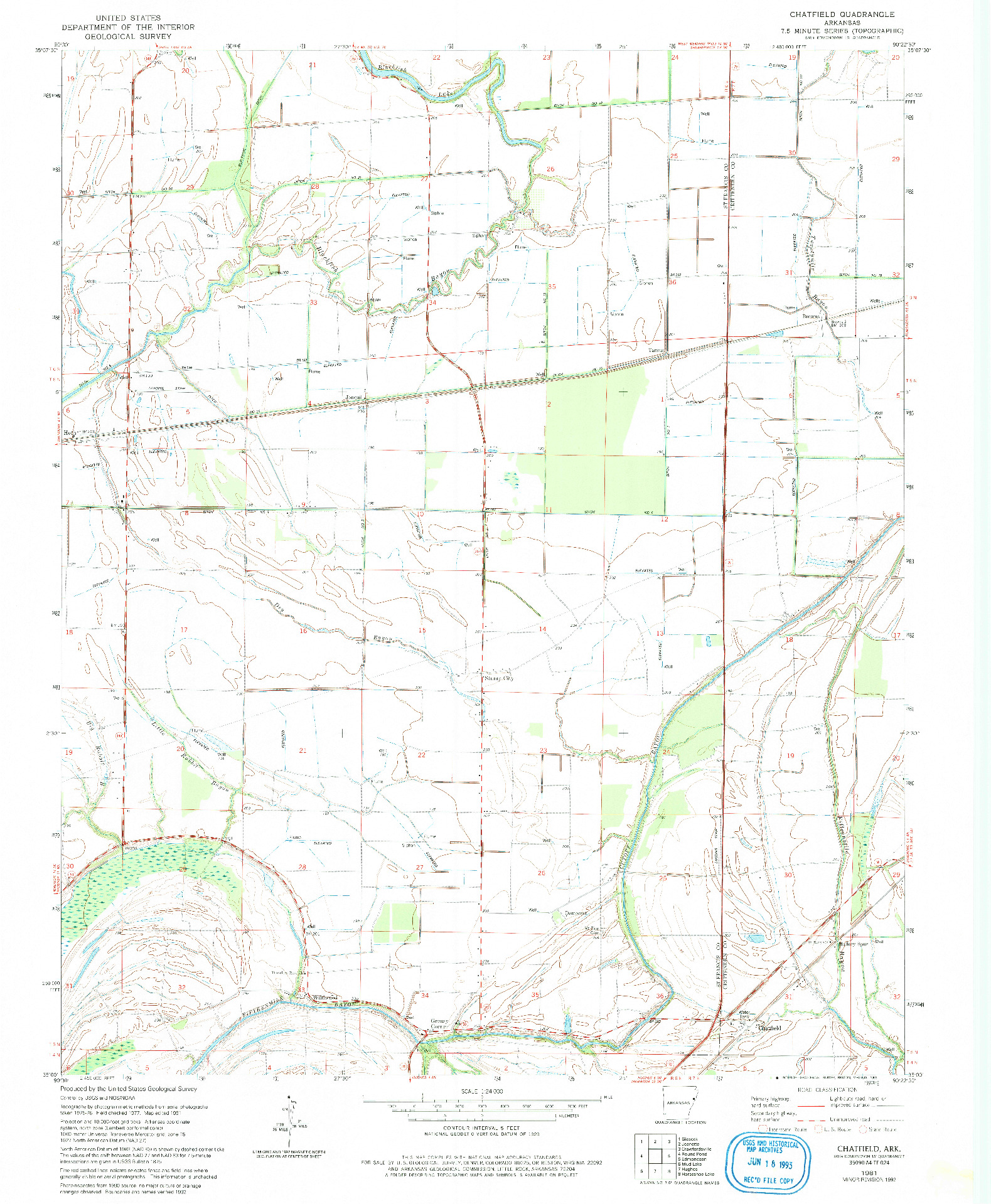 USGS 1:24000-SCALE QUADRANGLE FOR CHATFIELD, AR 1981