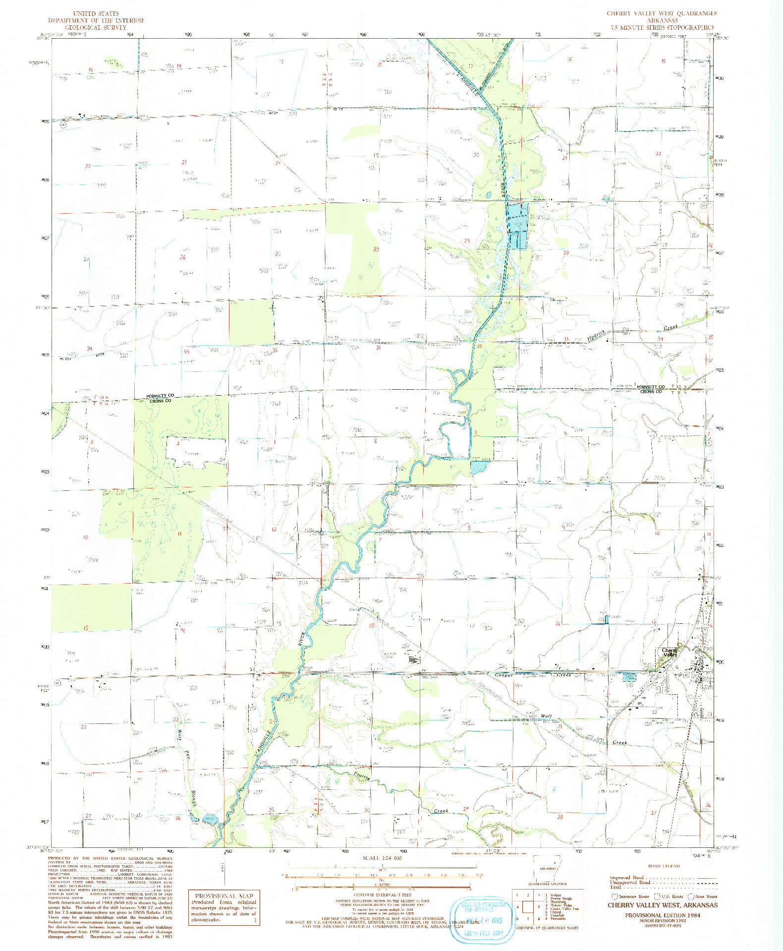 USGS 1:24000-SCALE QUADRANGLE FOR CHERRY VALLEY WEST, AR 1984