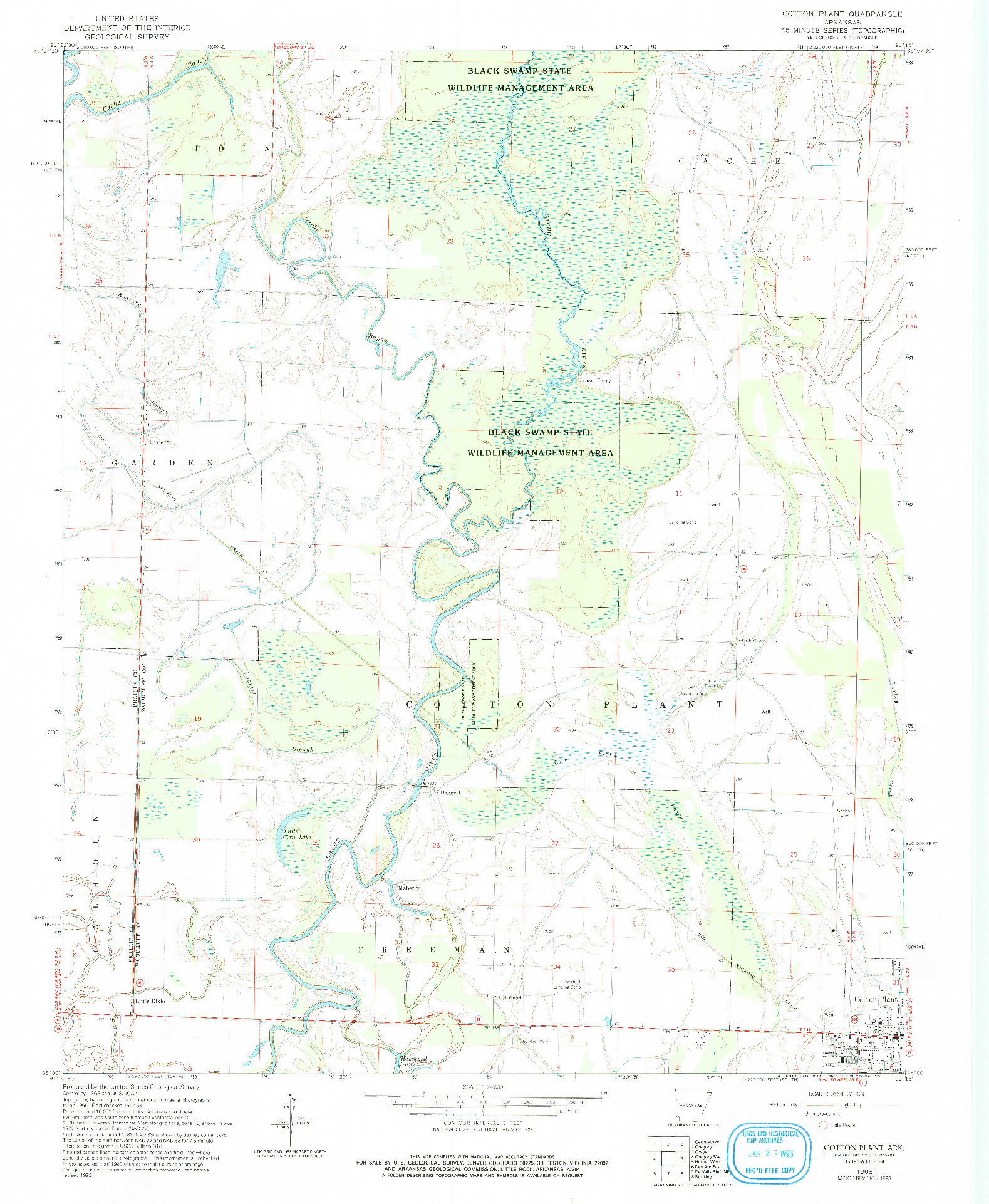 USGS 1:24000-SCALE QUADRANGLE FOR COTTON PLANT, AR 1968
