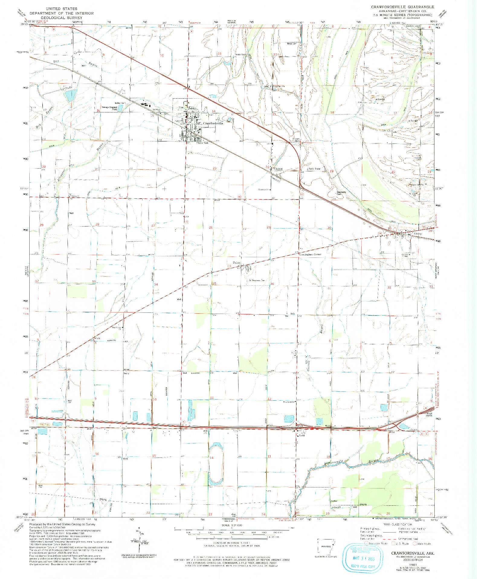 USGS 1:24000-SCALE QUADRANGLE FOR CRAWFORDSVILLE, AR 1981