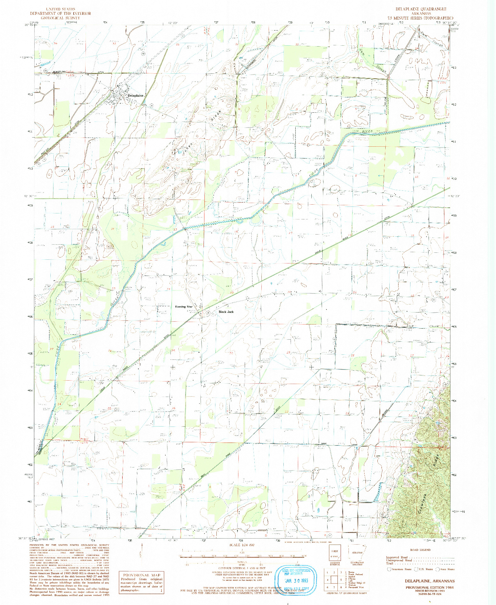 USGS 1:24000-SCALE QUADRANGLE FOR DELAPLAINE, AR 1984