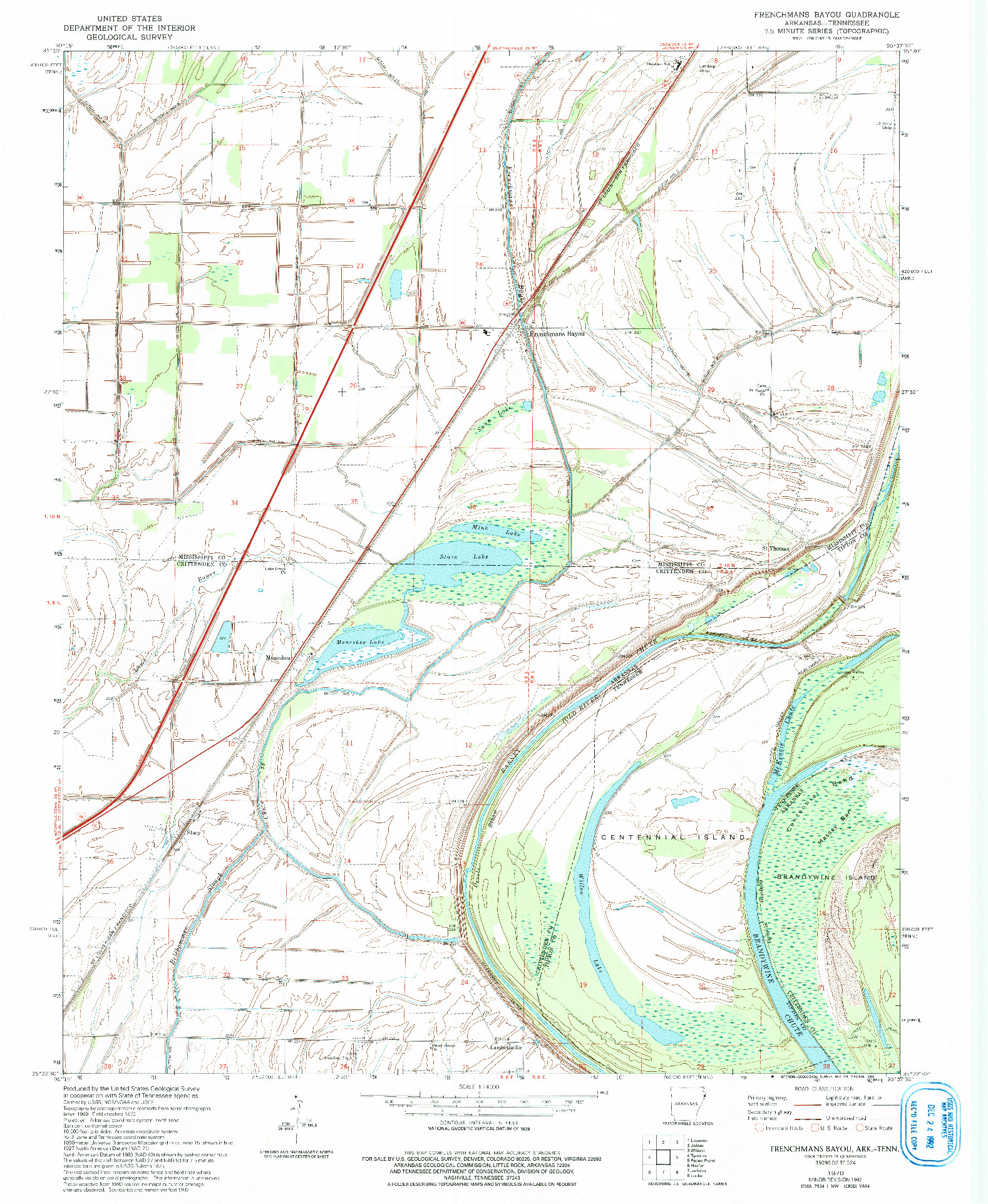 USGS 1:24000-SCALE QUADRANGLE FOR FRENCHMANS BAYOU, AR 1970