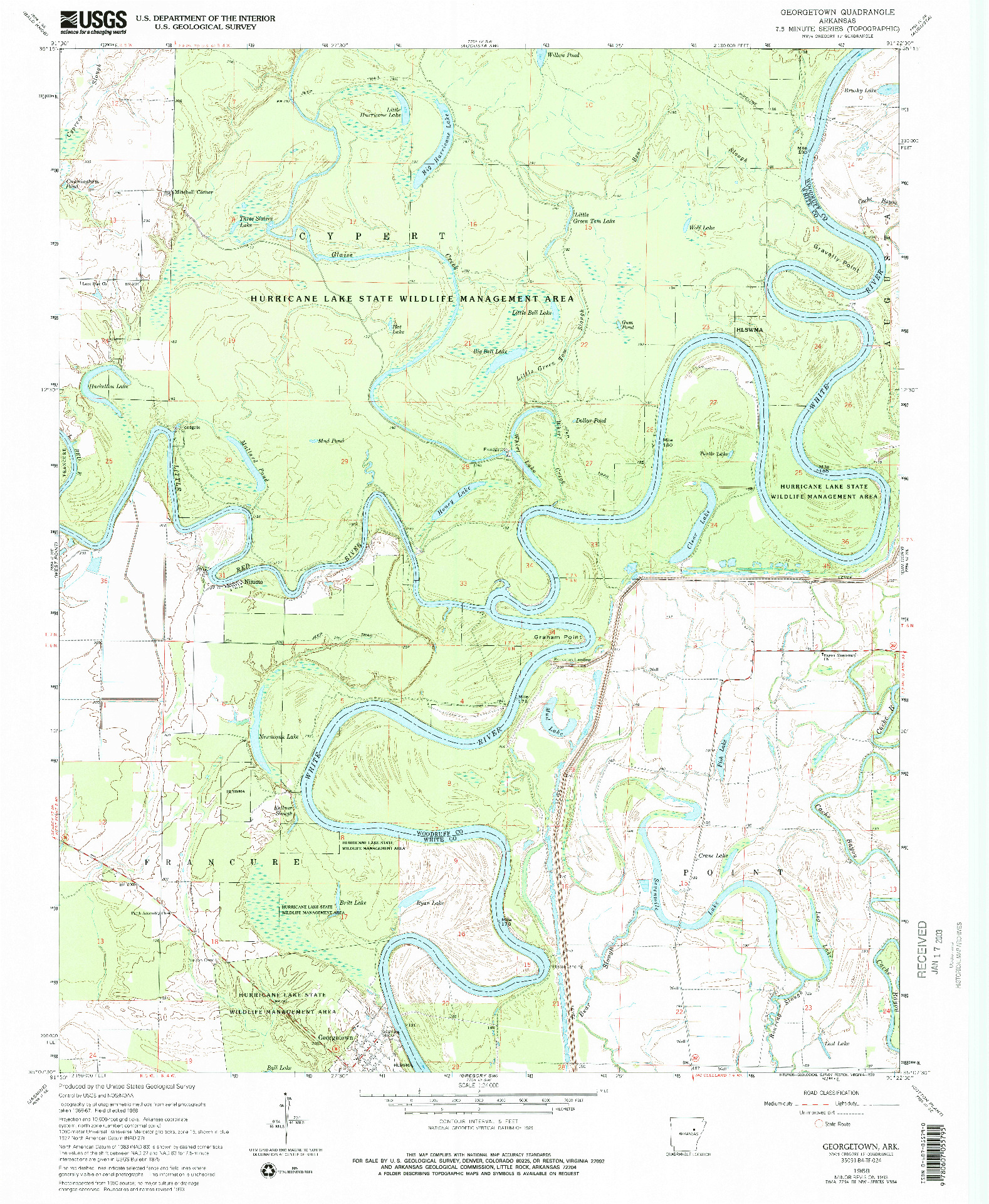 USGS 1:24000-SCALE QUADRANGLE FOR GEORGETOWN, AR 1968