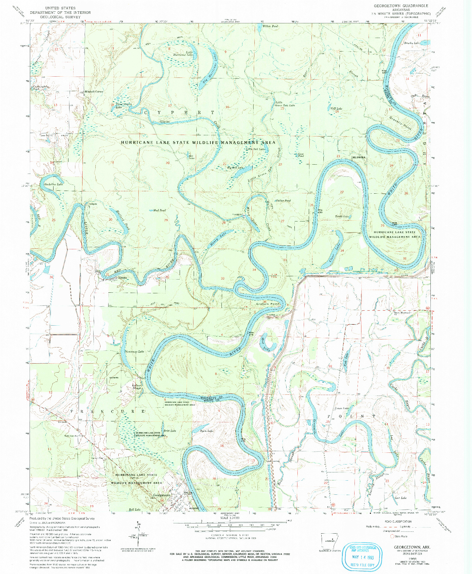 USGS 1:24000-SCALE QUADRANGLE FOR GEORGETOWN, AR 1968