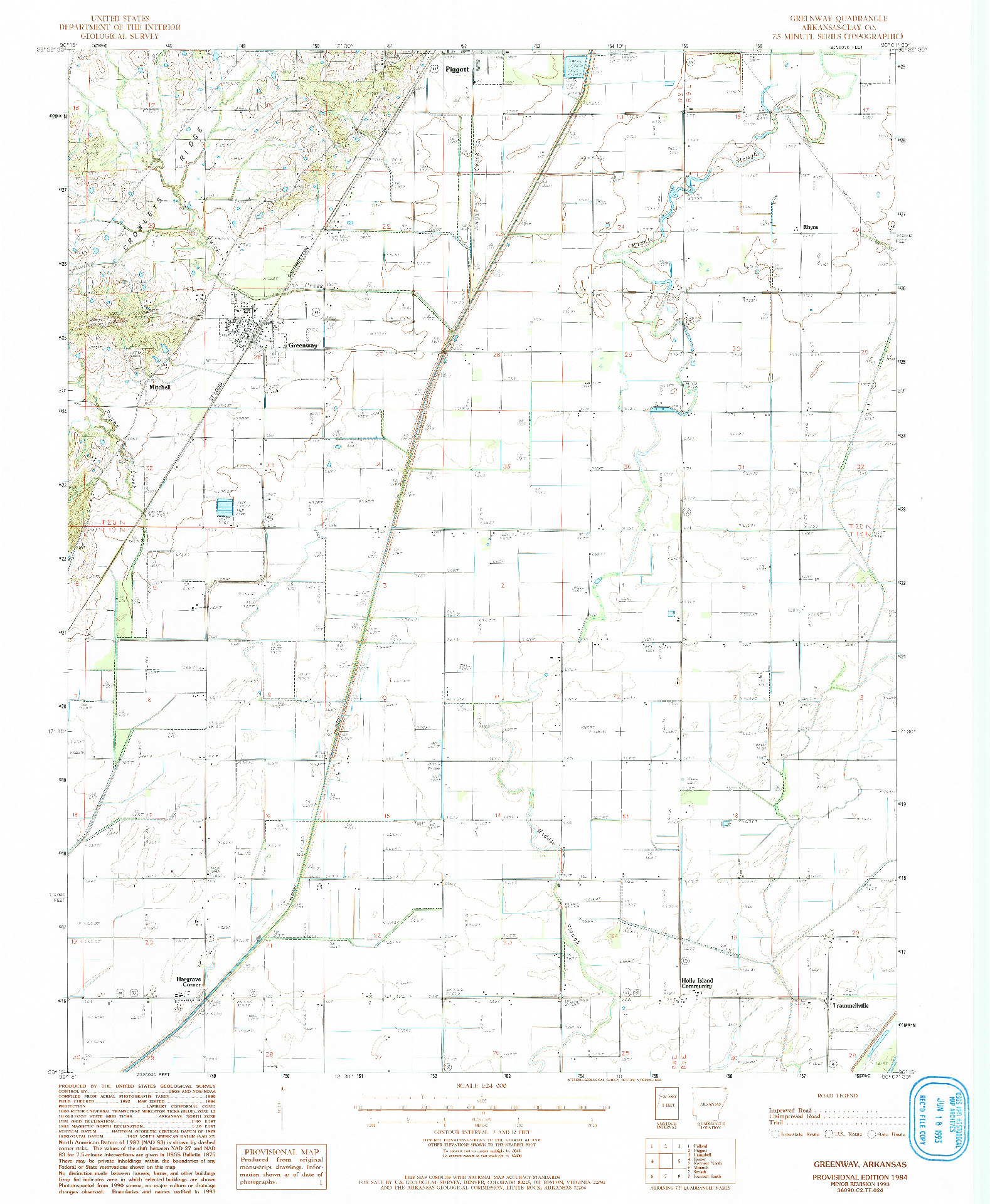 USGS 1:24000-SCALE QUADRANGLE FOR GREENWAY, AR 1984