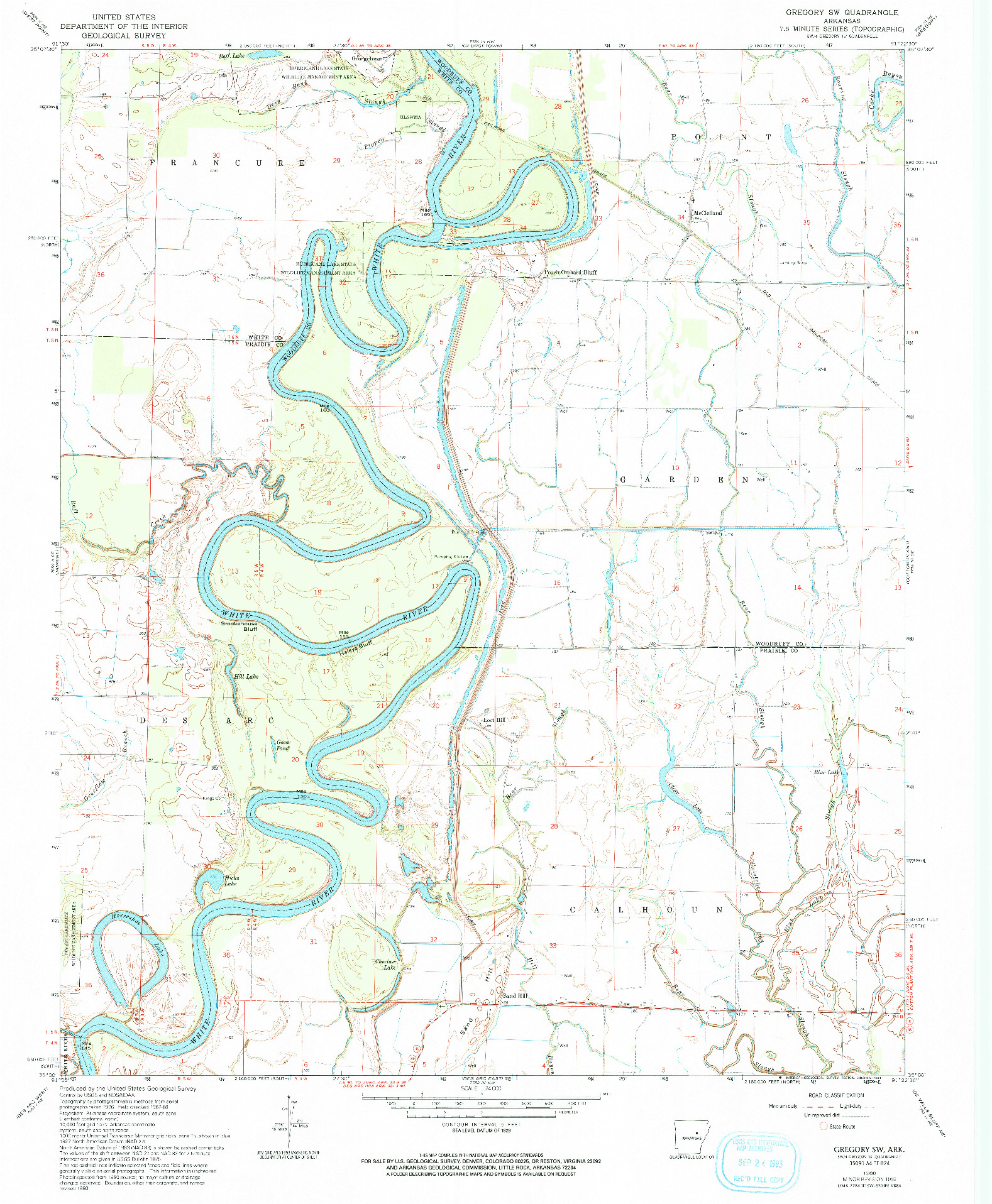 USGS 1:24000-SCALE QUADRANGLE FOR GREGORY SW, AR 1968