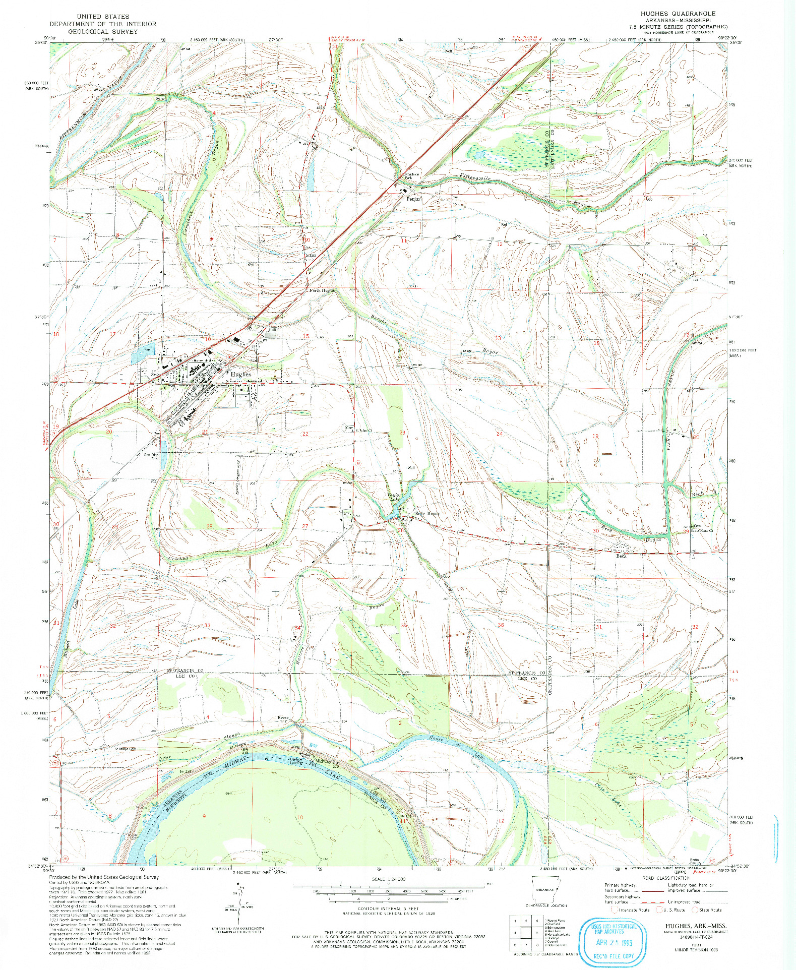 USGS 1:24000-SCALE QUADRANGLE FOR HUGHES, AR 1981