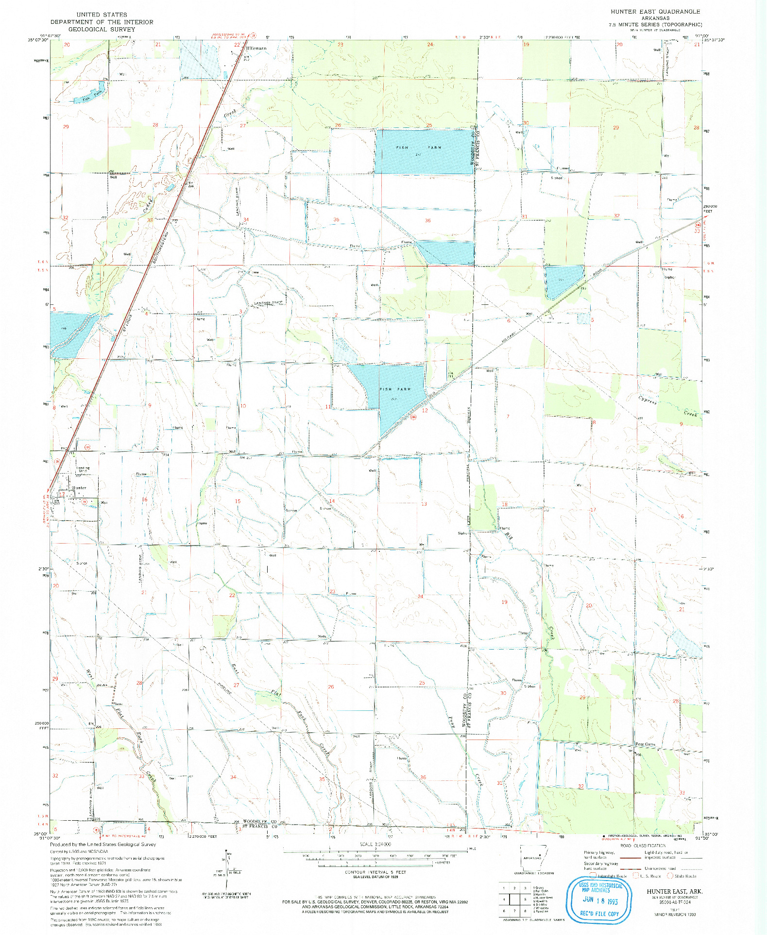 USGS 1:24000-SCALE QUADRANGLE FOR HUNTER EAST, AR 1971