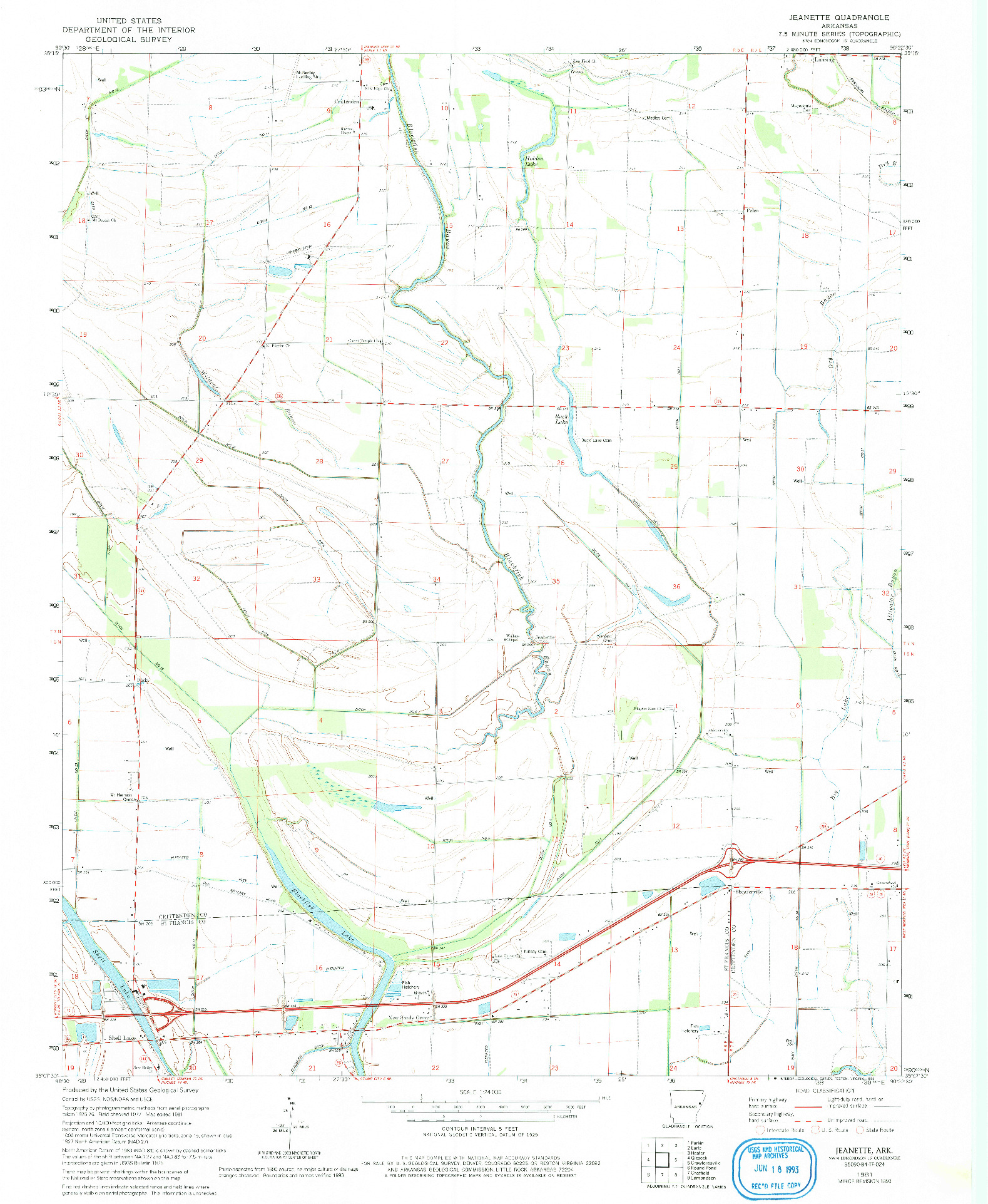 USGS 1:24000-SCALE QUADRANGLE FOR JEANETTE, AR 1981