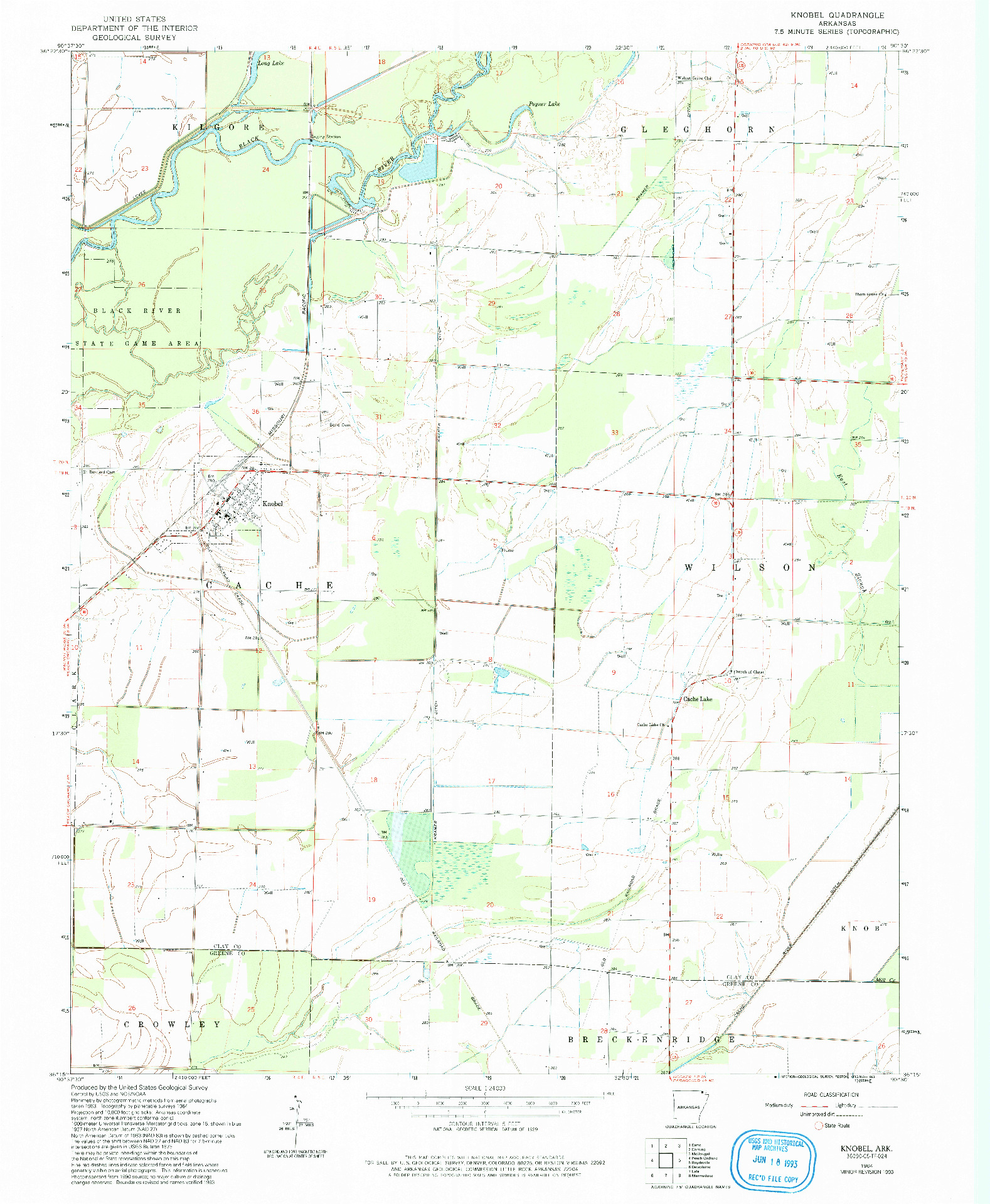 USGS 1:24000-SCALE QUADRANGLE FOR KNOBEL, AR 1964