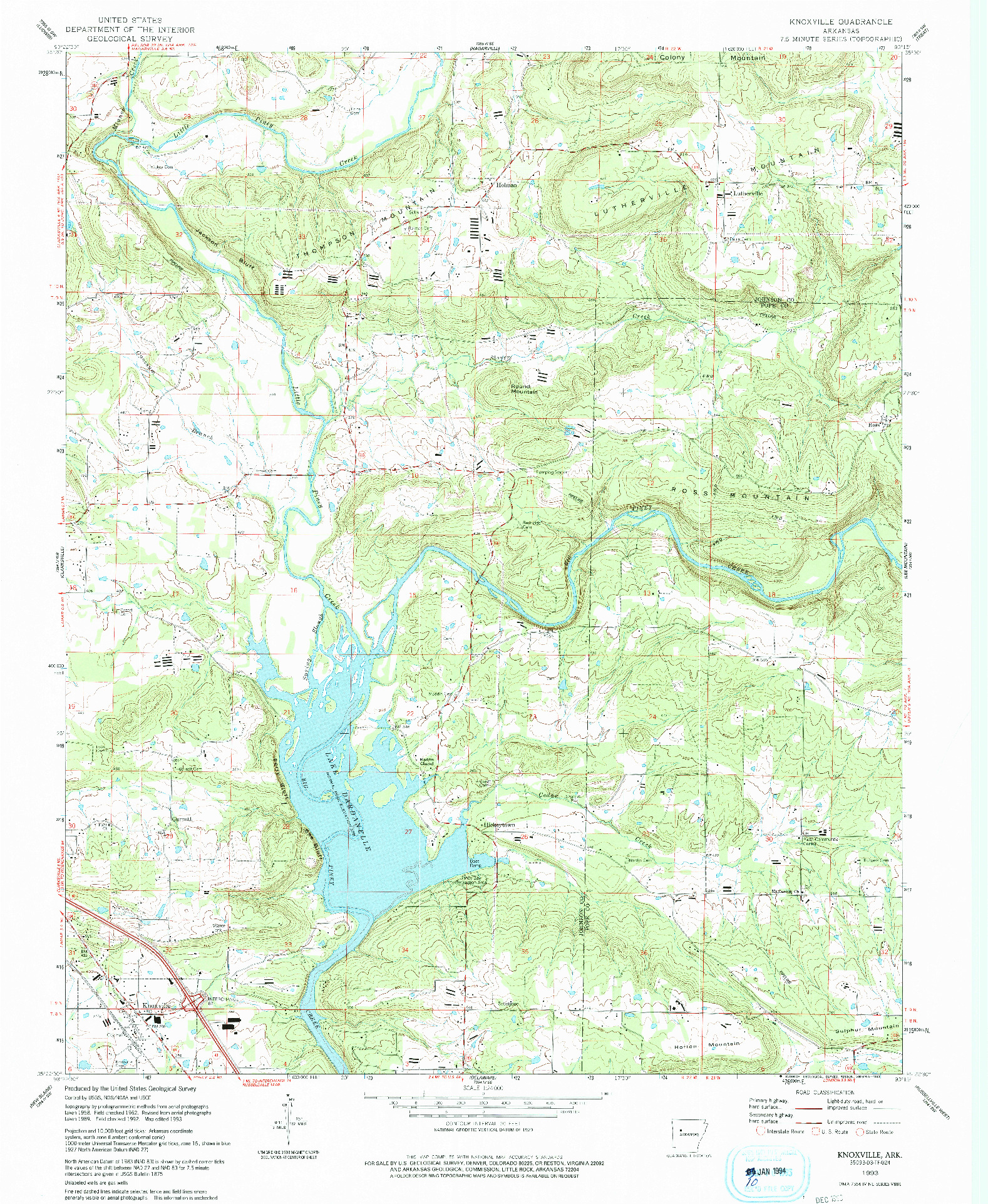 USGS 1:24000-SCALE QUADRANGLE FOR KNOXVILLE, AR 1993