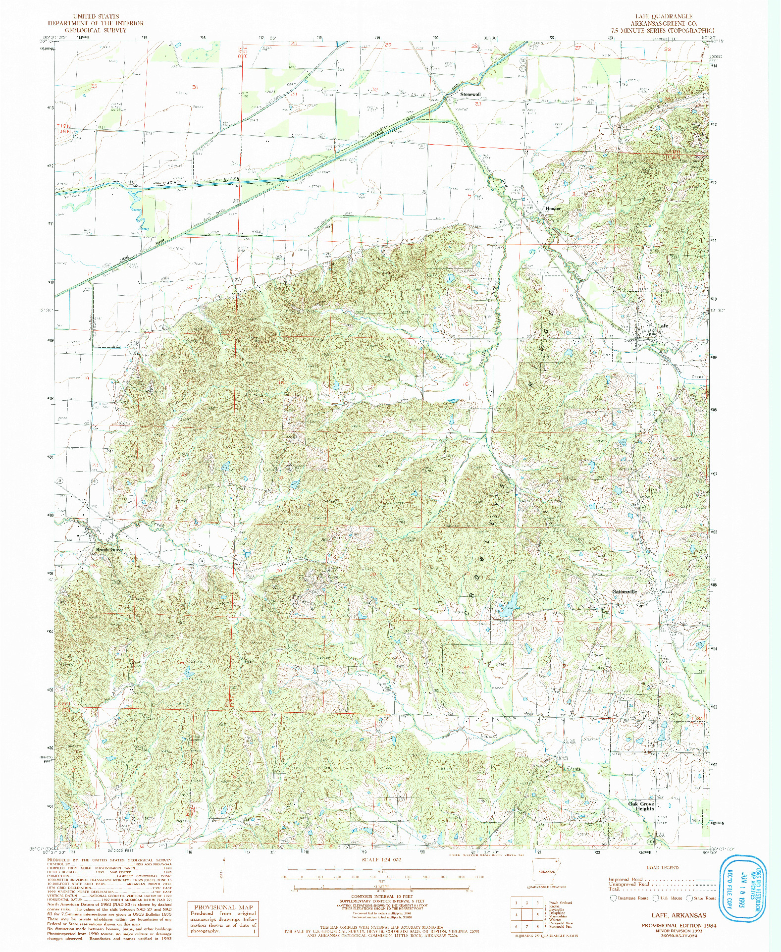USGS 1:24000-SCALE QUADRANGLE FOR LAFE, AR 1984