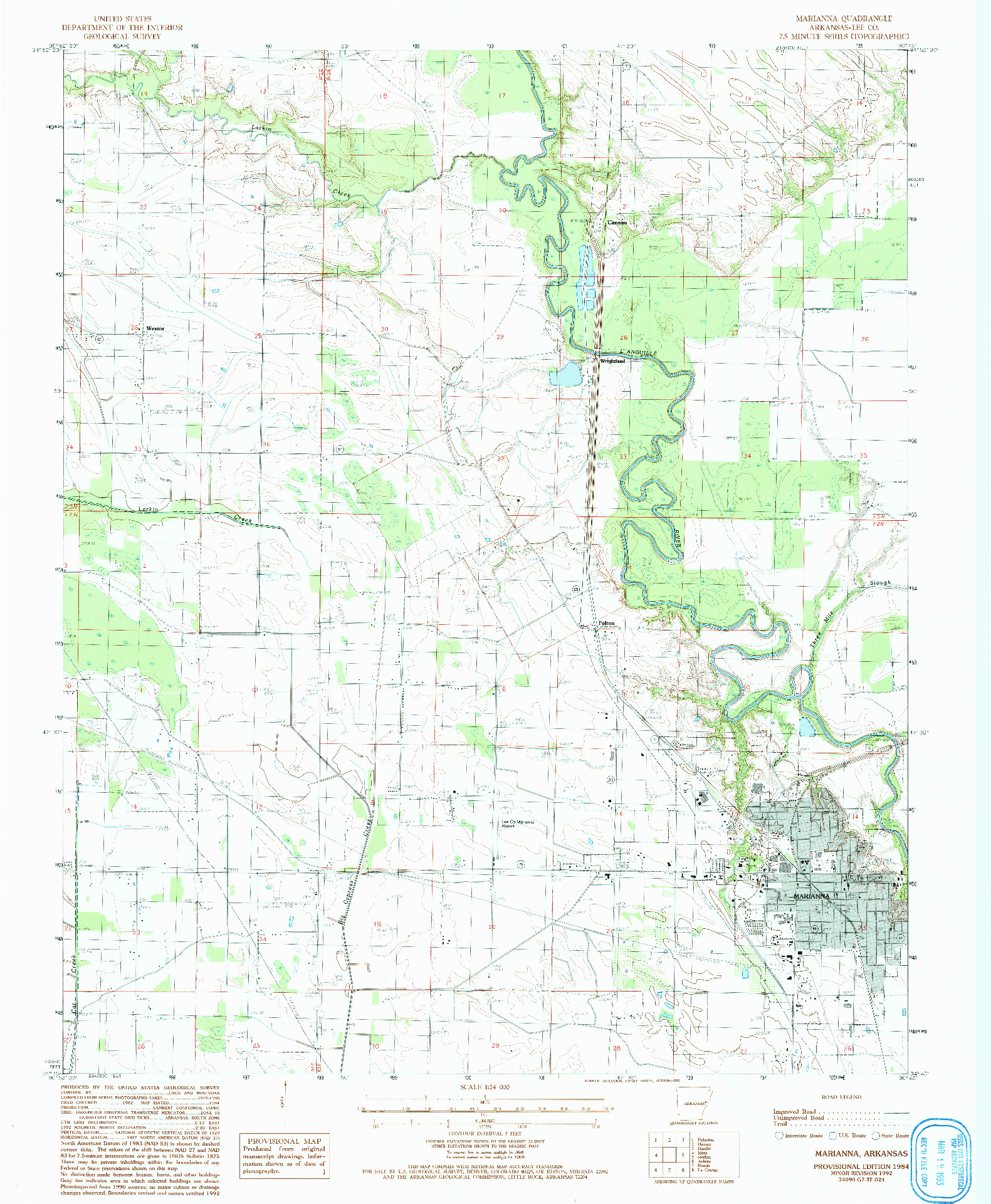 USGS 1:24000-SCALE QUADRANGLE FOR MARIANNA, AR 1984