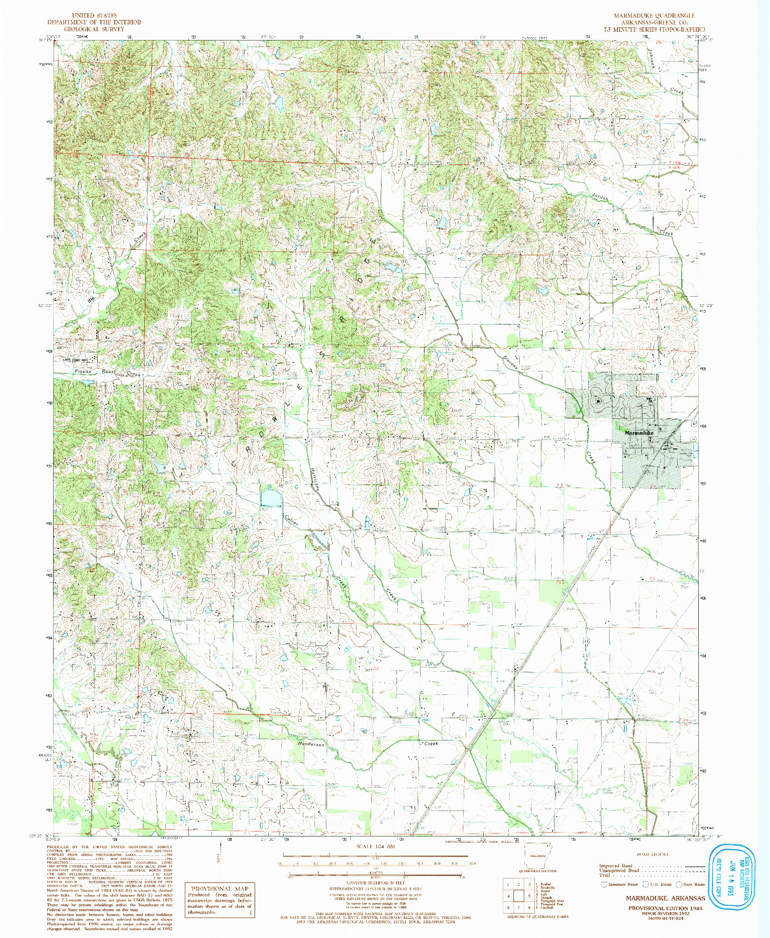 USGS 1:24000-SCALE QUADRANGLE FOR MARMADUKE, AR 1984