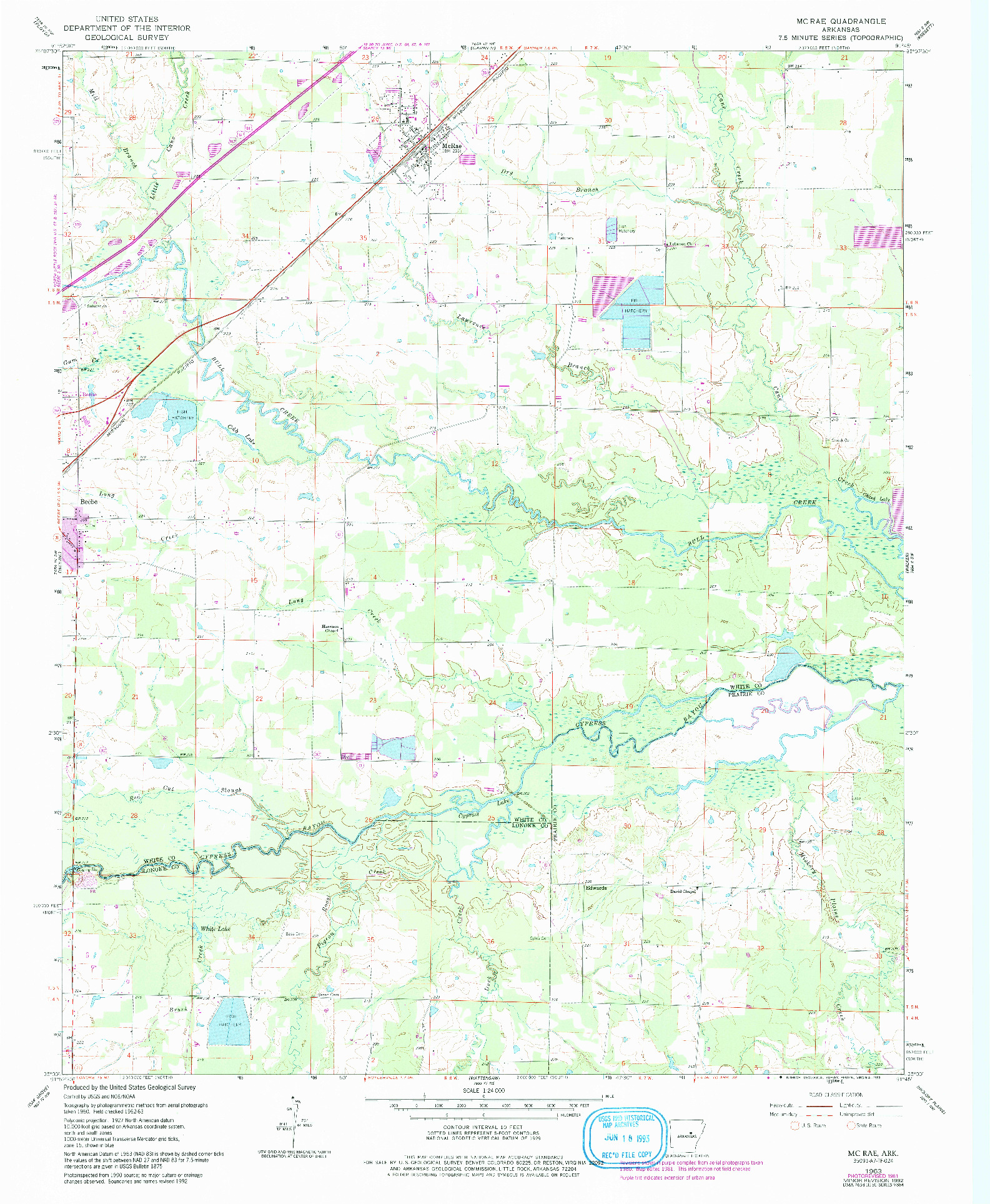 USGS 1:24000-SCALE QUADRANGLE FOR MC RAE, AR 1963