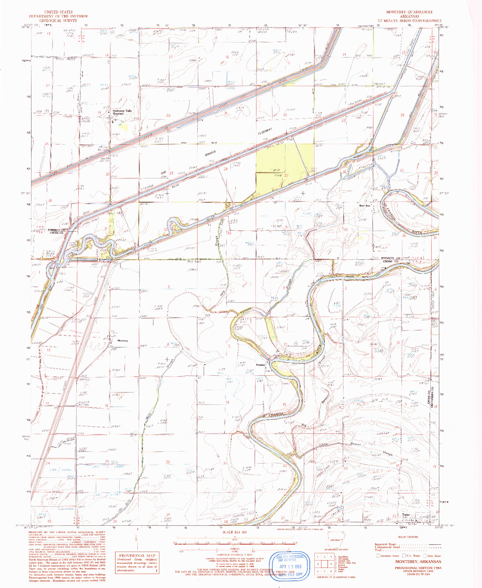 USGS 1:24000-SCALE QUADRANGLE FOR MONTEREY, AR 1984