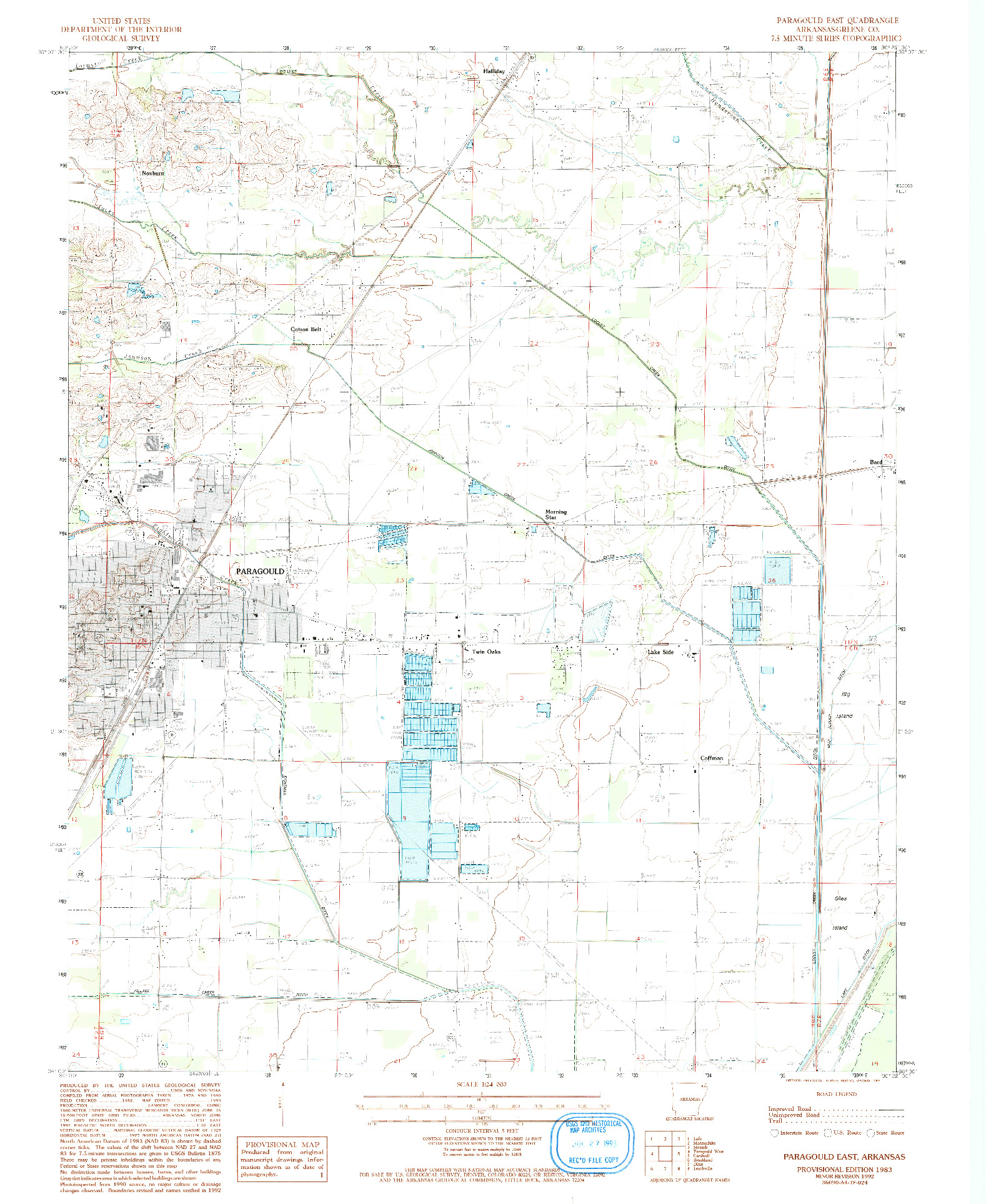 USGS 1:24000-SCALE QUADRANGLE FOR PARAGOULD EAST, AR 1983