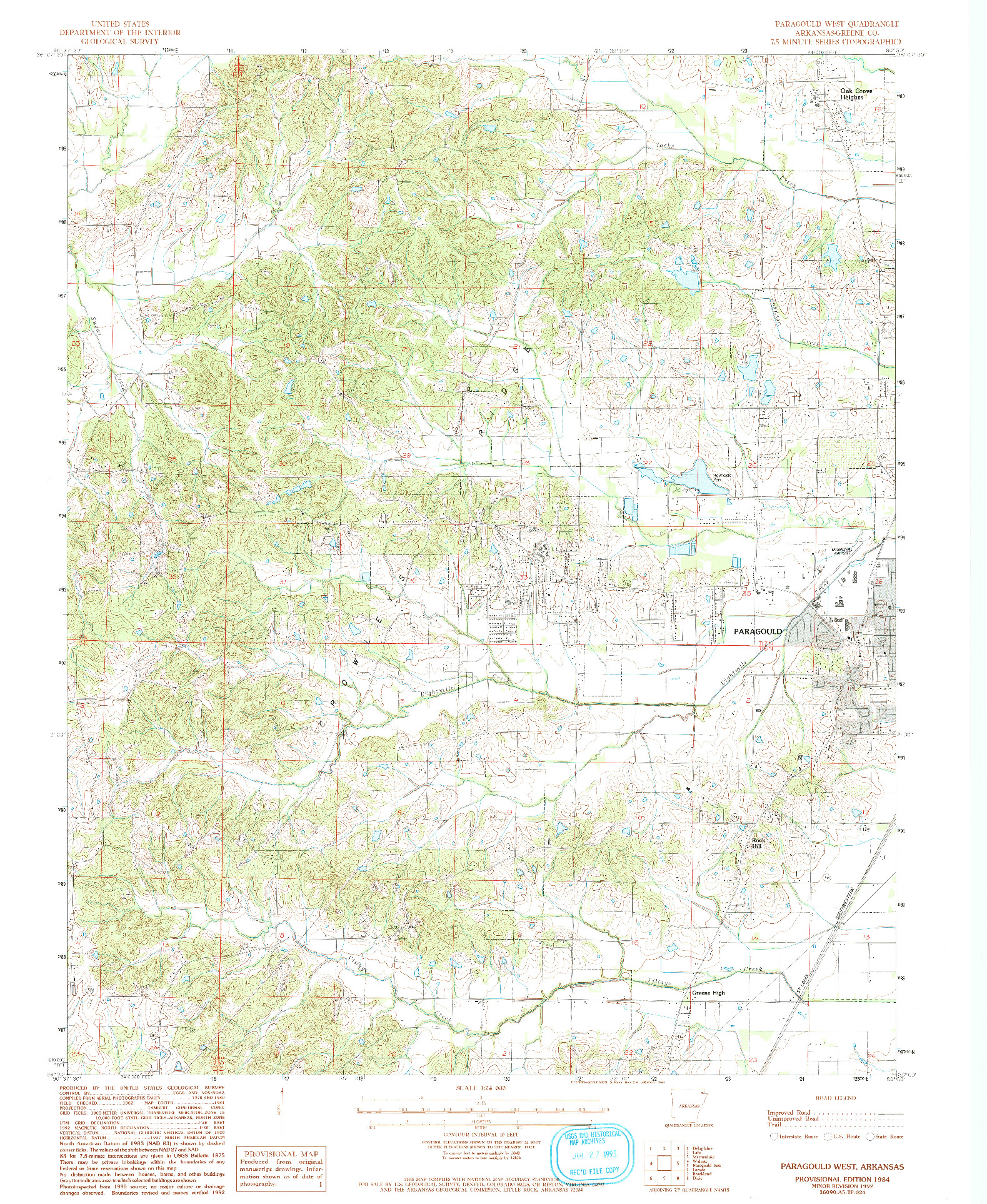 USGS 1:24000-SCALE QUADRANGLE FOR PARAGOULD WEST, AR 1984