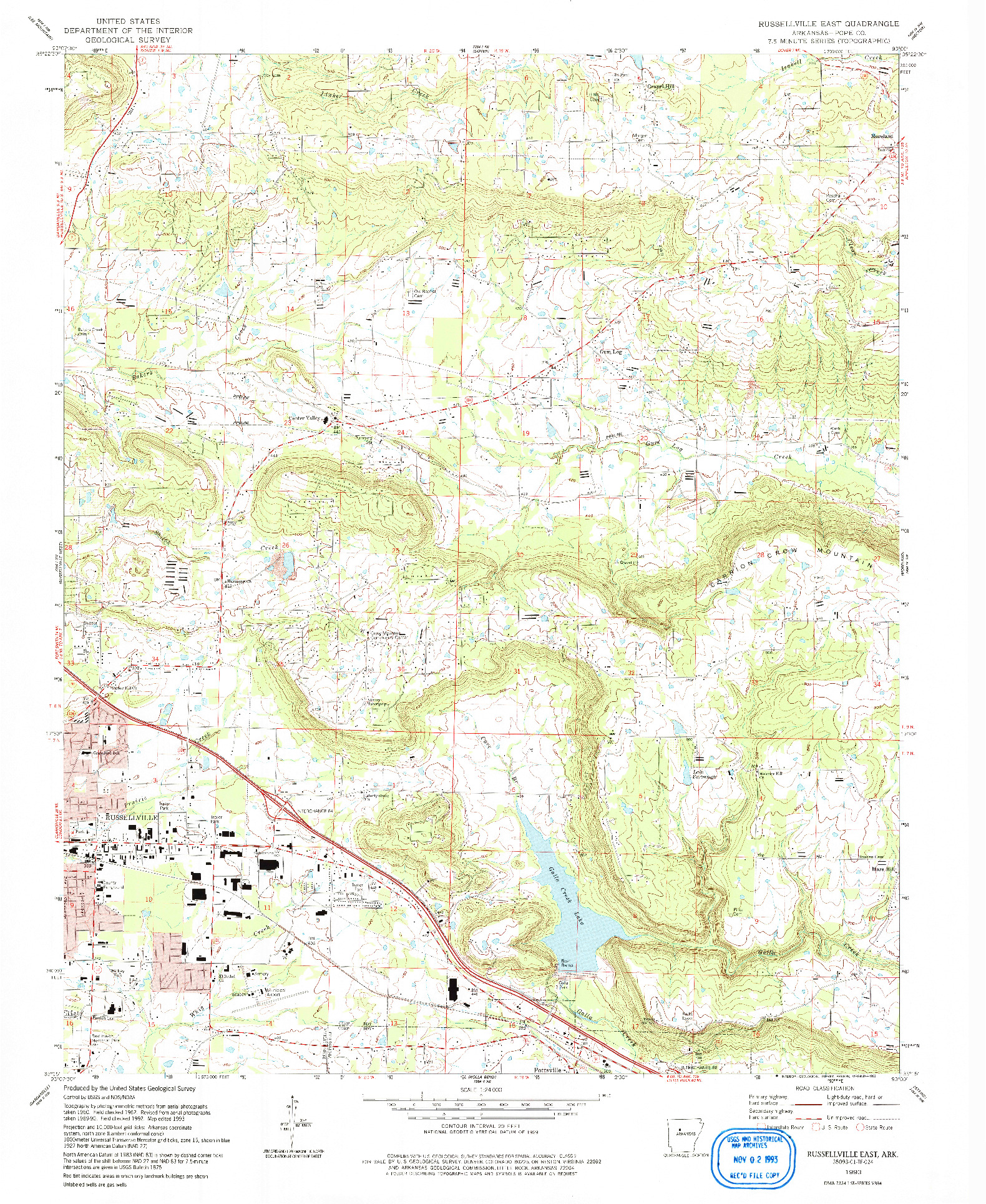 USGS 1:24000-SCALE QUADRANGLE FOR RUSSELLVILLE EAST, AR 1993