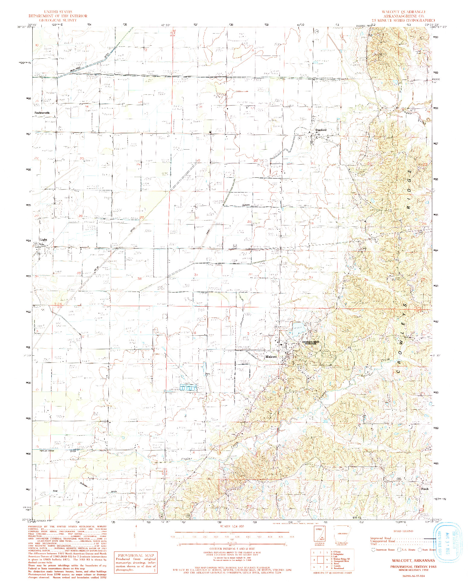 USGS 1:24000-SCALE QUADRANGLE FOR WALCOTT, AR 1983