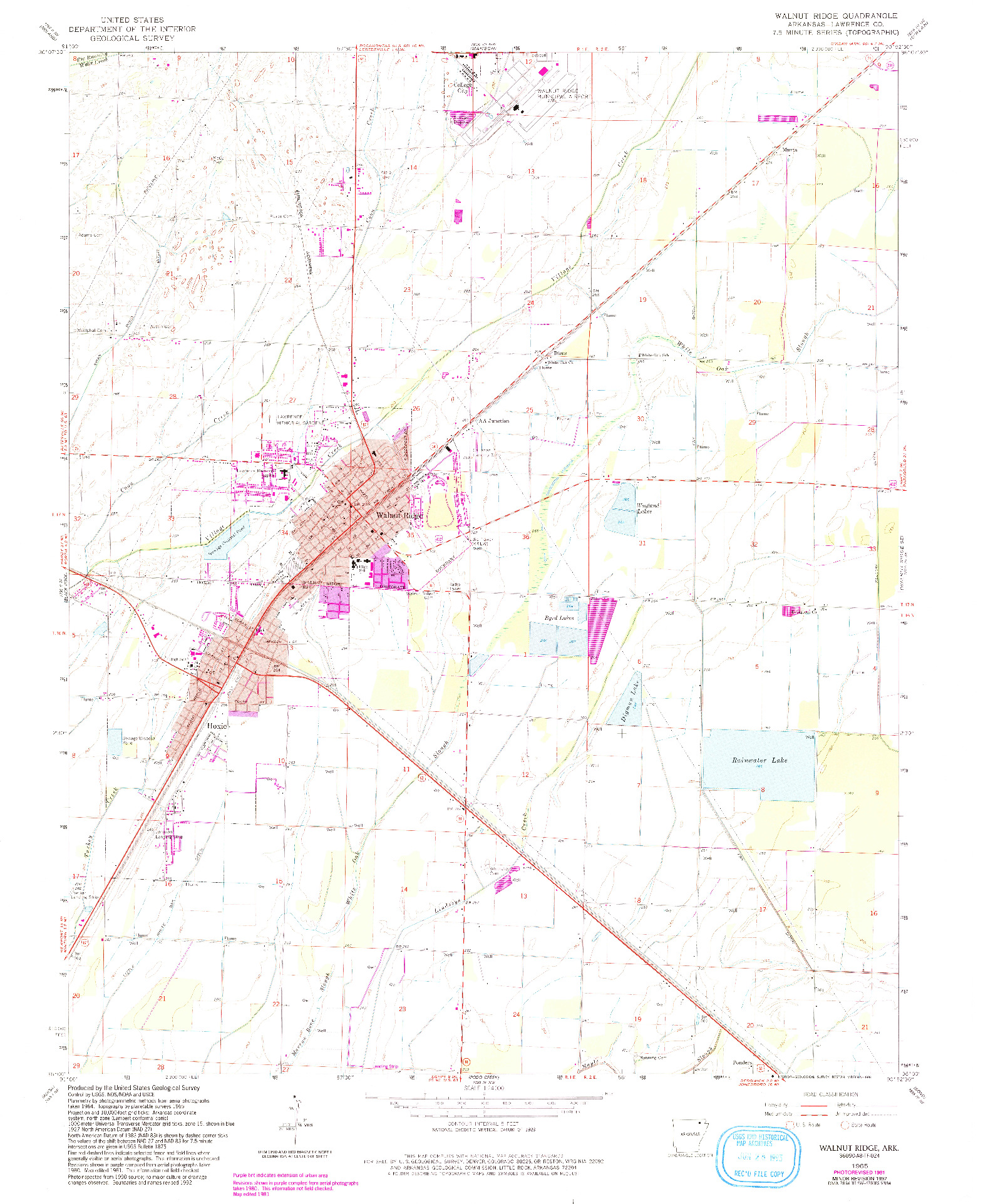 USGS 1:24000-SCALE QUADRANGLE FOR WALNUT RIDGE, AR 1965