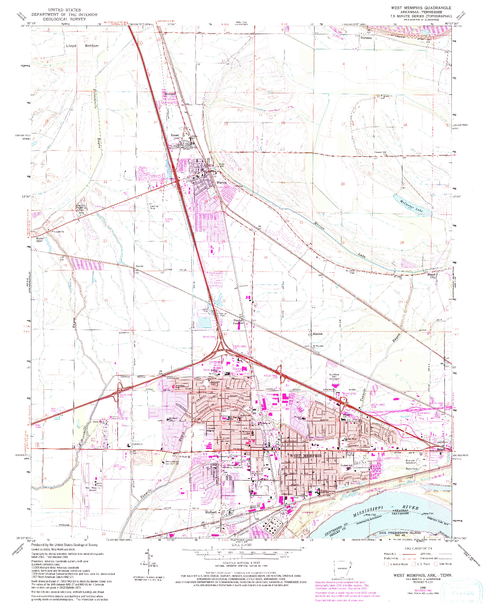 USGS 1:24000-SCALE QUADRANGLE FOR WEST MEMPHIS, AR 1966