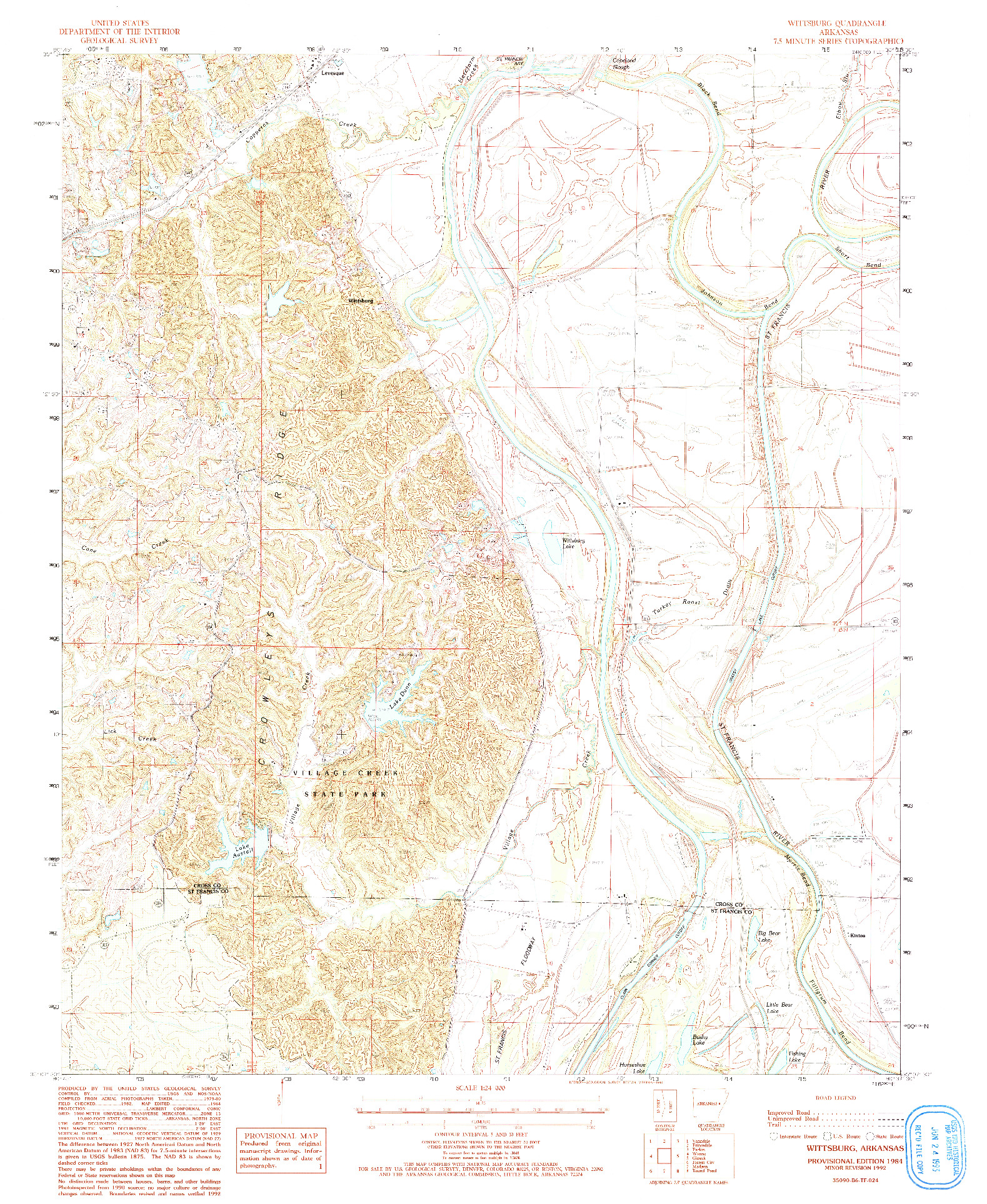 USGS 1:24000-SCALE QUADRANGLE FOR WITTSBURG, AR 1984