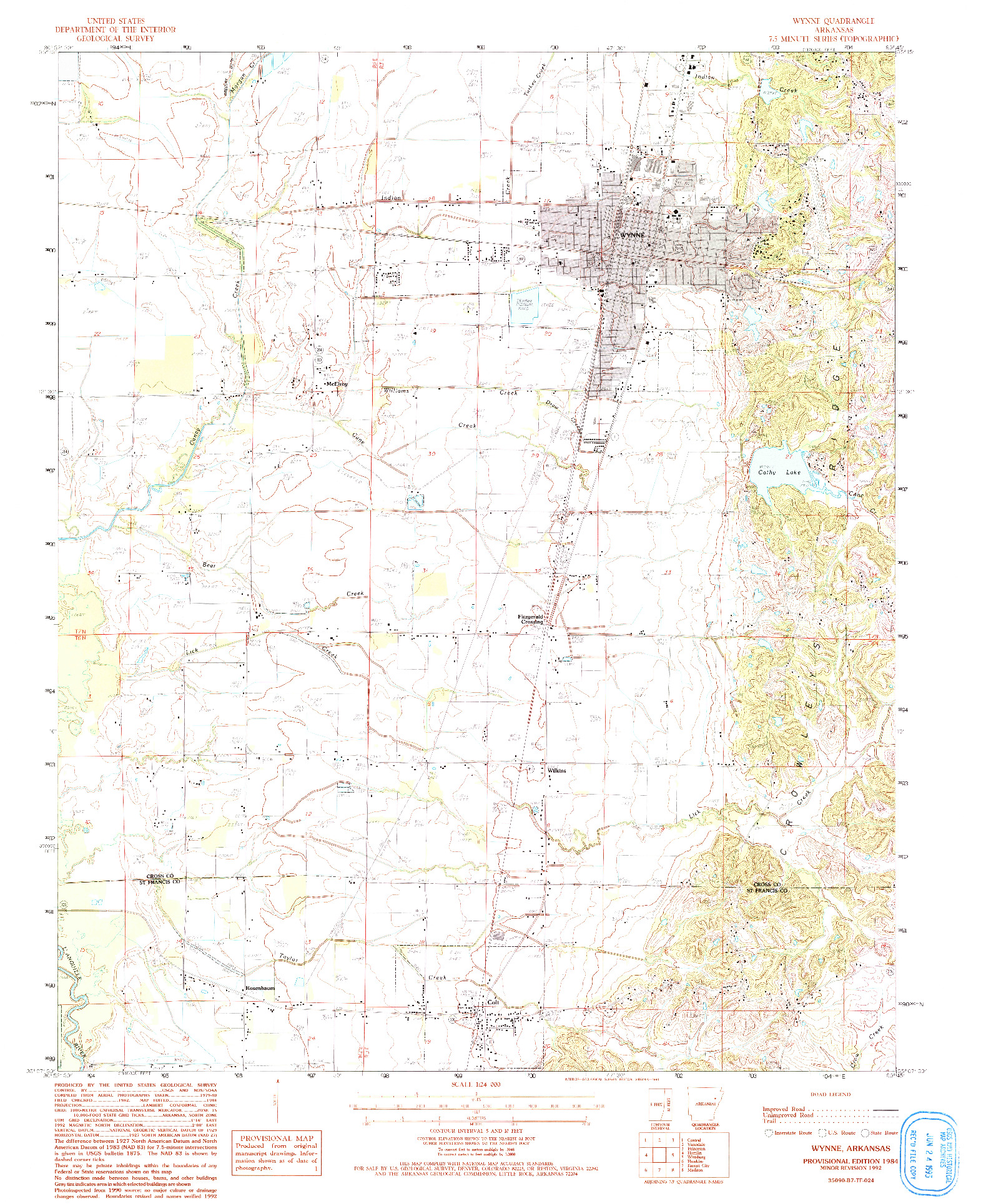 USGS 1:24000-SCALE QUADRANGLE FOR WYNNE, AR 1984