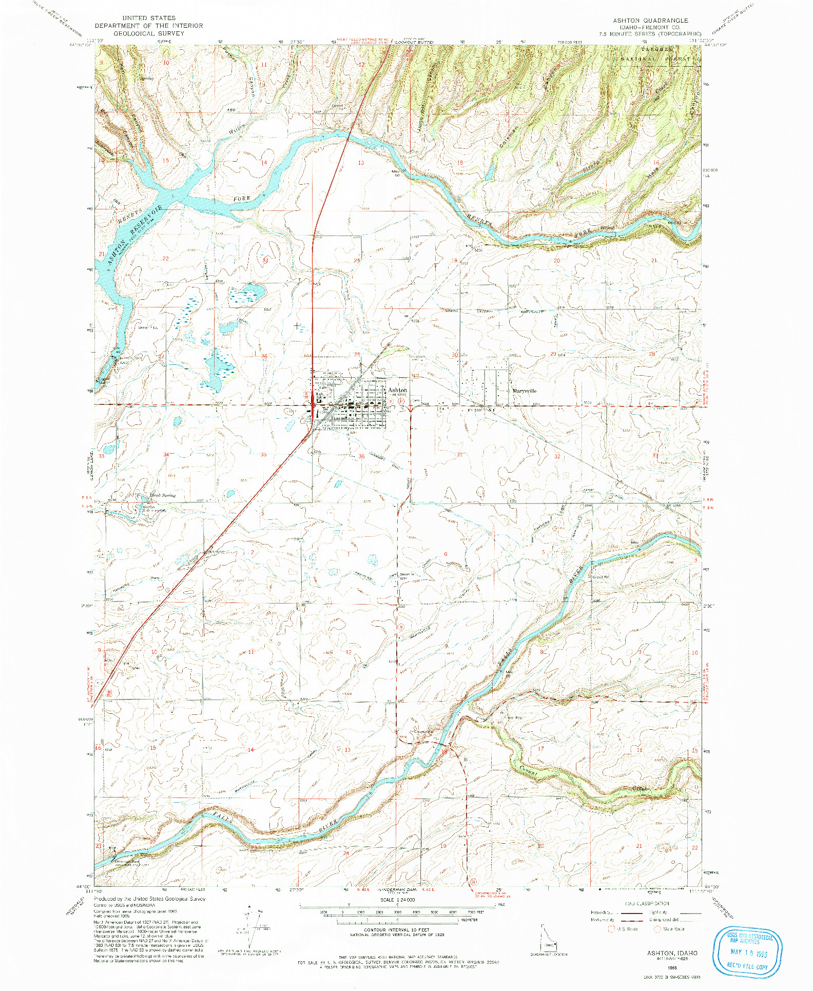 USGS 1:24000-SCALE QUADRANGLE FOR ASHTON, ID 1965