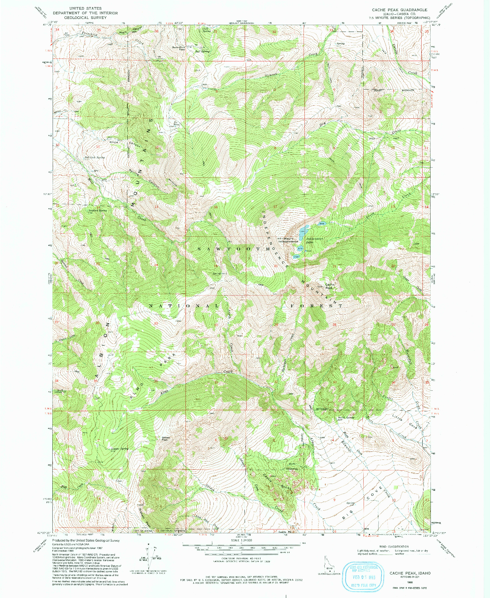 USGS 1:24000-SCALE QUADRANGLE FOR CACHE PEAK, ID 1968