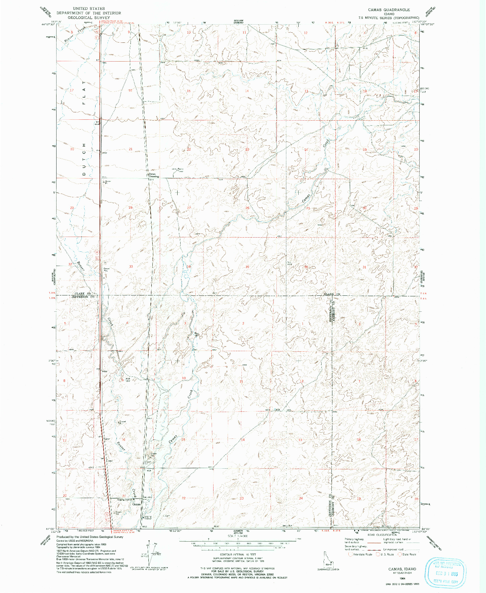 USGS 1:24000-SCALE QUADRANGLE FOR CAMAS, ID 1964