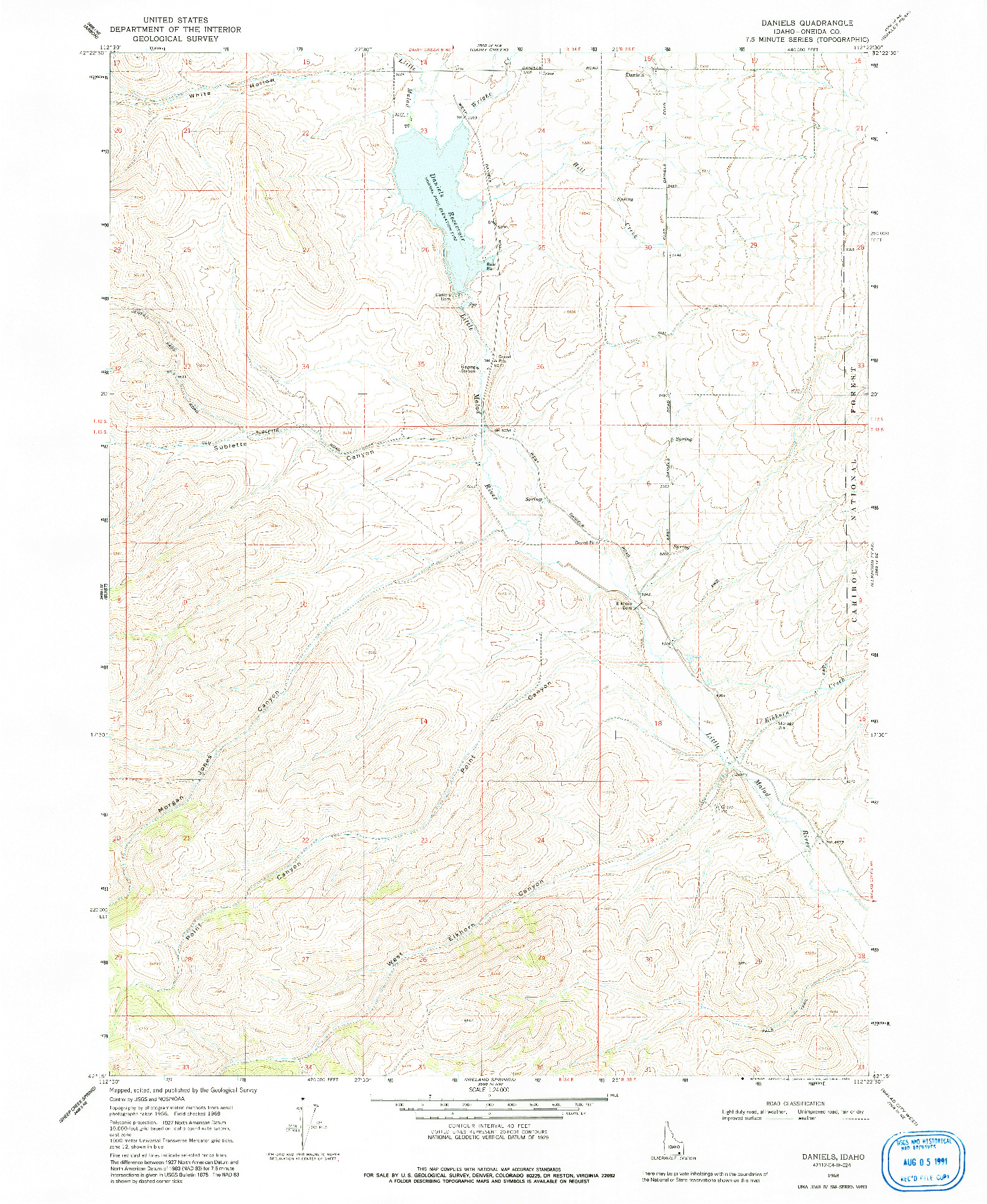 USGS 1:24000-SCALE QUADRANGLE FOR DANIELS, ID 1963