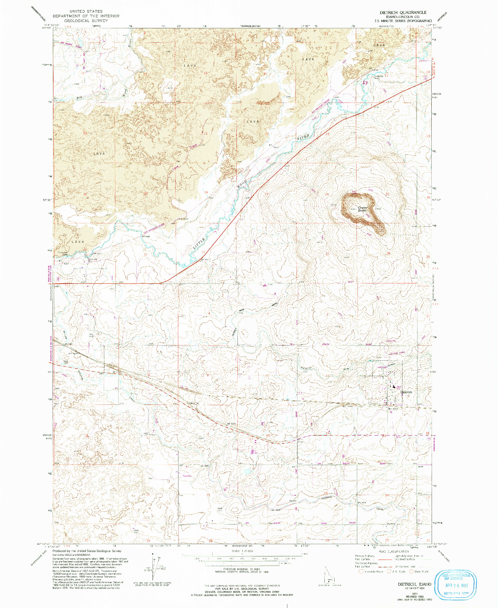 USGS 1:24000-SCALE QUADRANGLE FOR DIETRICH, ID 1971