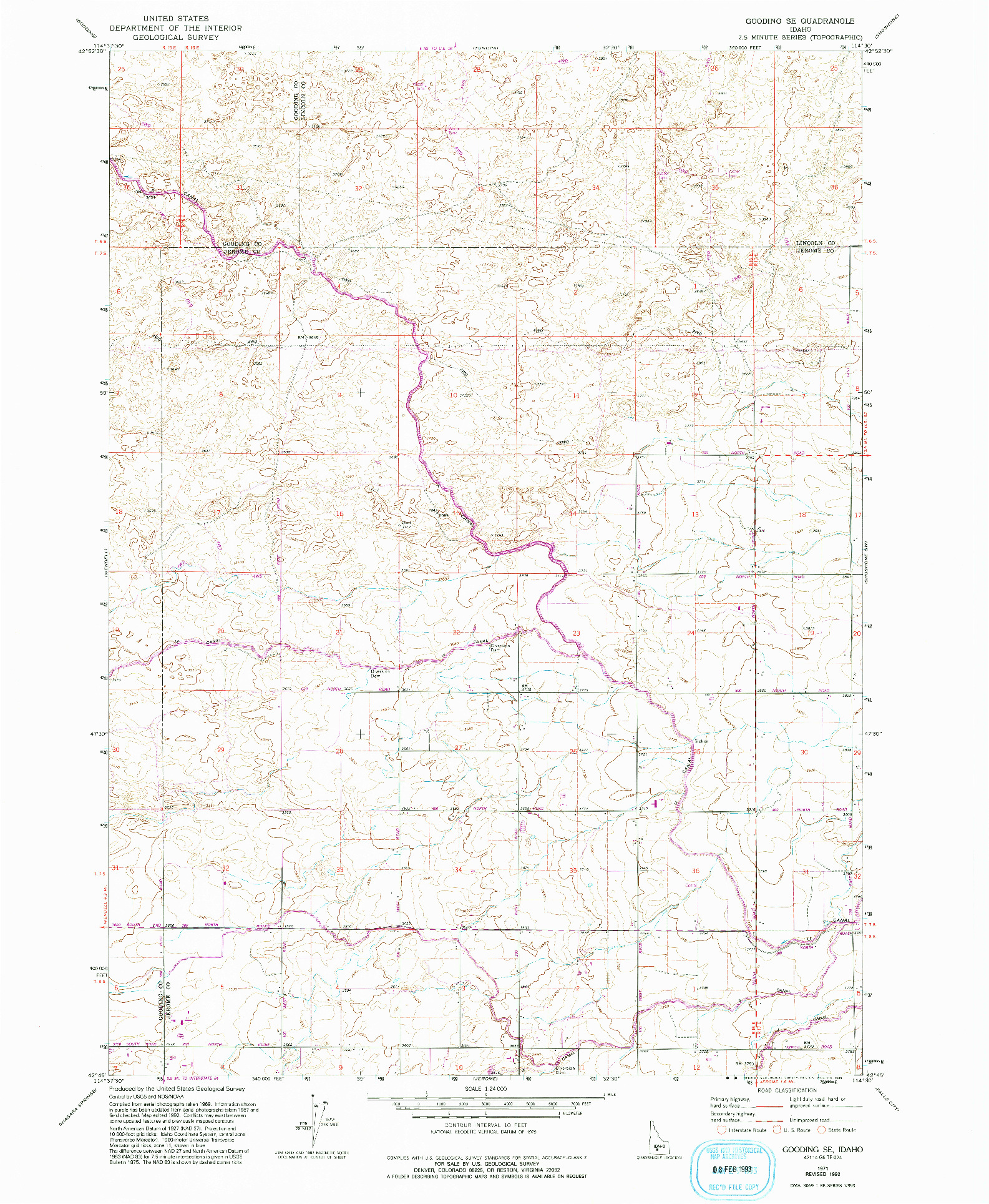 USGS 1:24000-SCALE QUADRANGLE FOR GOODING SE, ID 1971