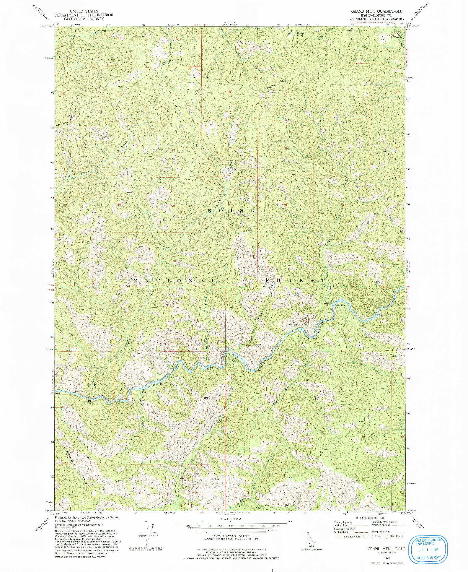 USGS 1:24000-SCALE QUADRANGLE FOR GRAND MOUNTAIN, ID 1972