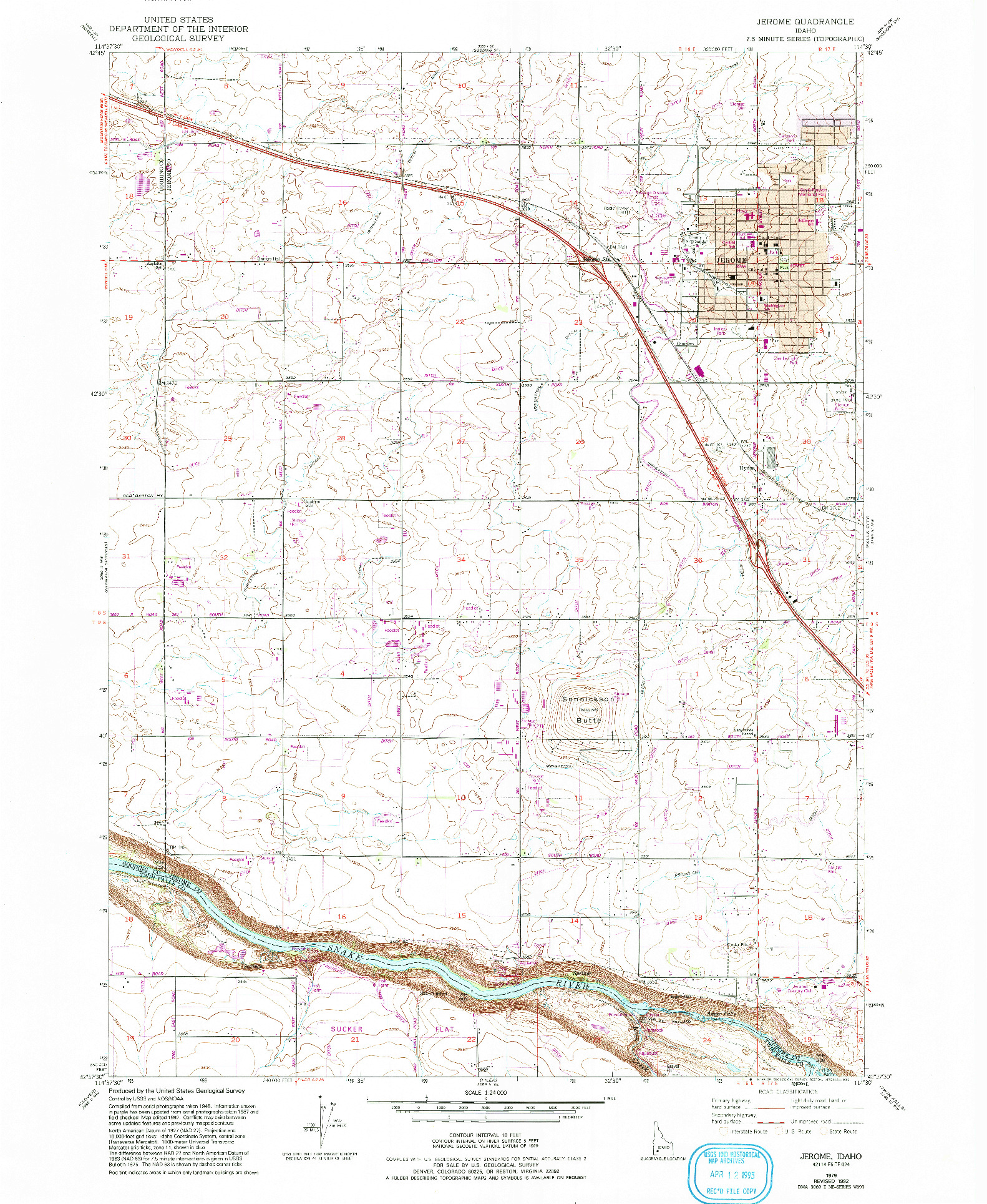 USGS 1:24000-SCALE QUADRANGLE FOR JEROME, ID 1979