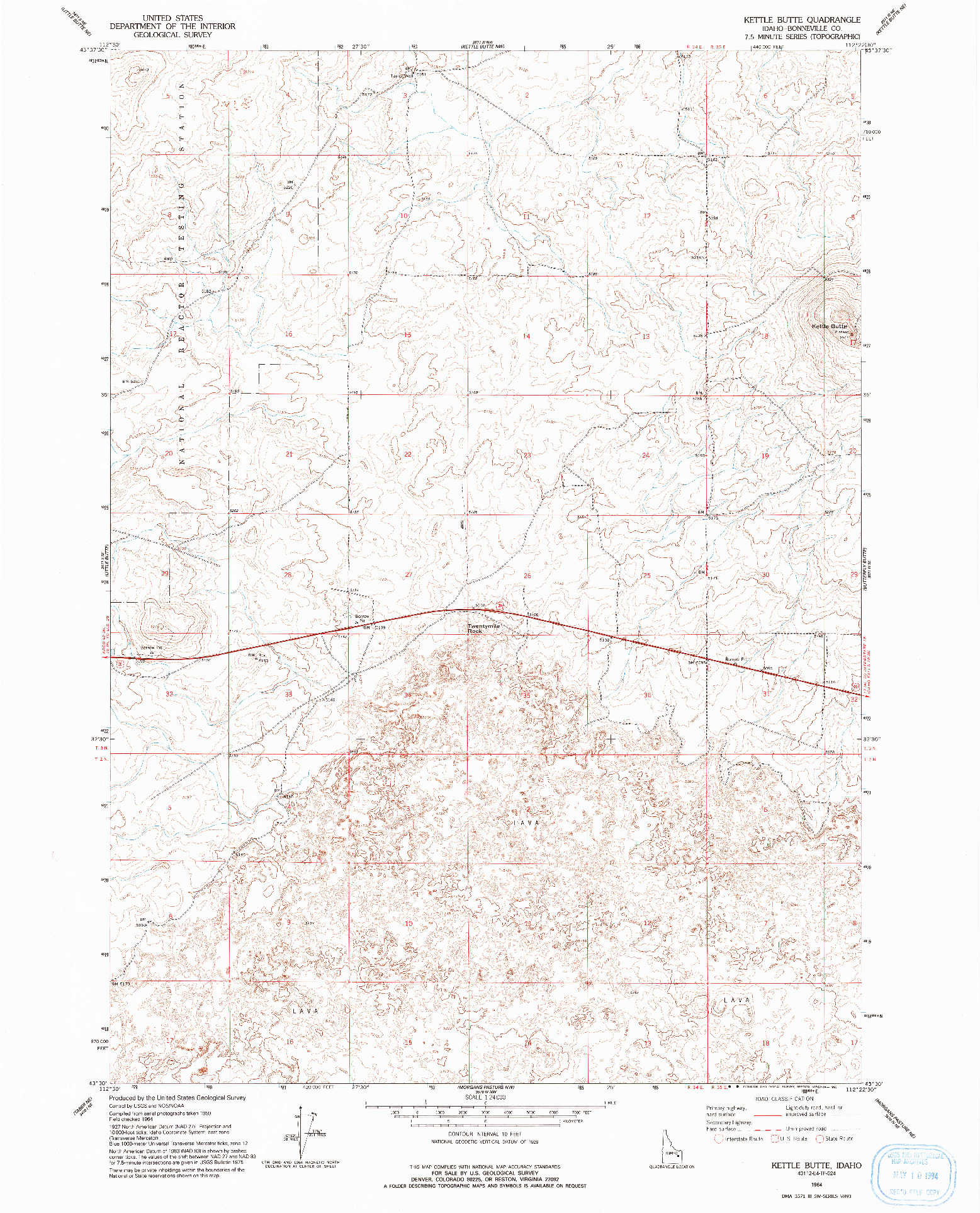 USGS 1:24000-SCALE QUADRANGLE FOR KETTLE BUTTE, ID 1964