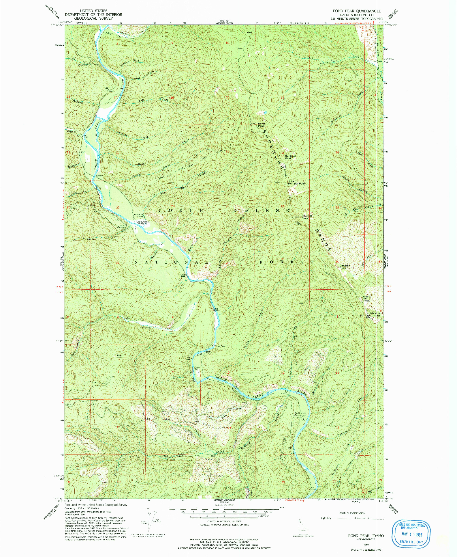 USGS 1:24000-SCALE QUADRANGLE FOR POND PEAK, ID 1966