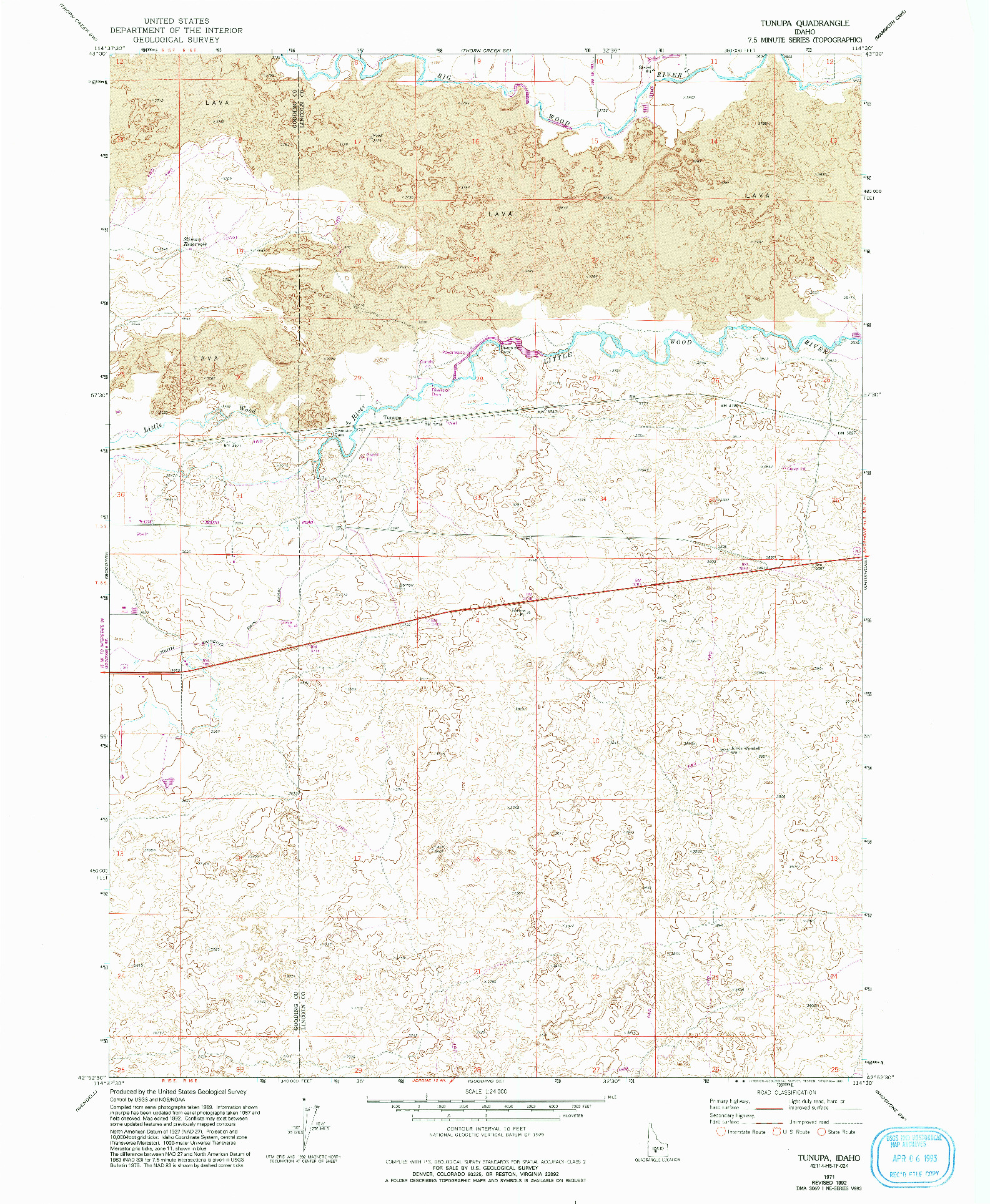 USGS 1:24000-SCALE QUADRANGLE FOR TUNUPA, ID 1971