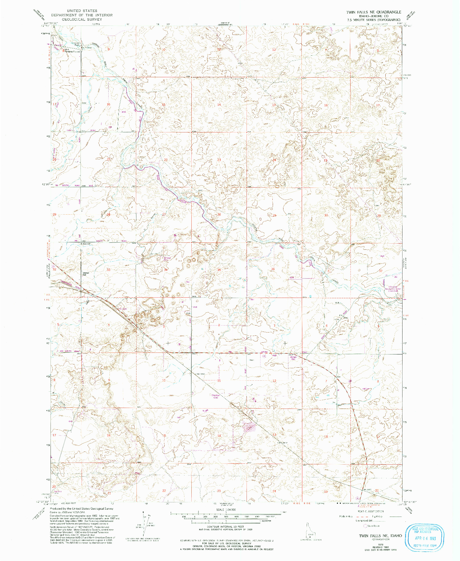 USGS 1:24000-SCALE QUADRANGLE FOR TWIN FALLS NE, ID 1979