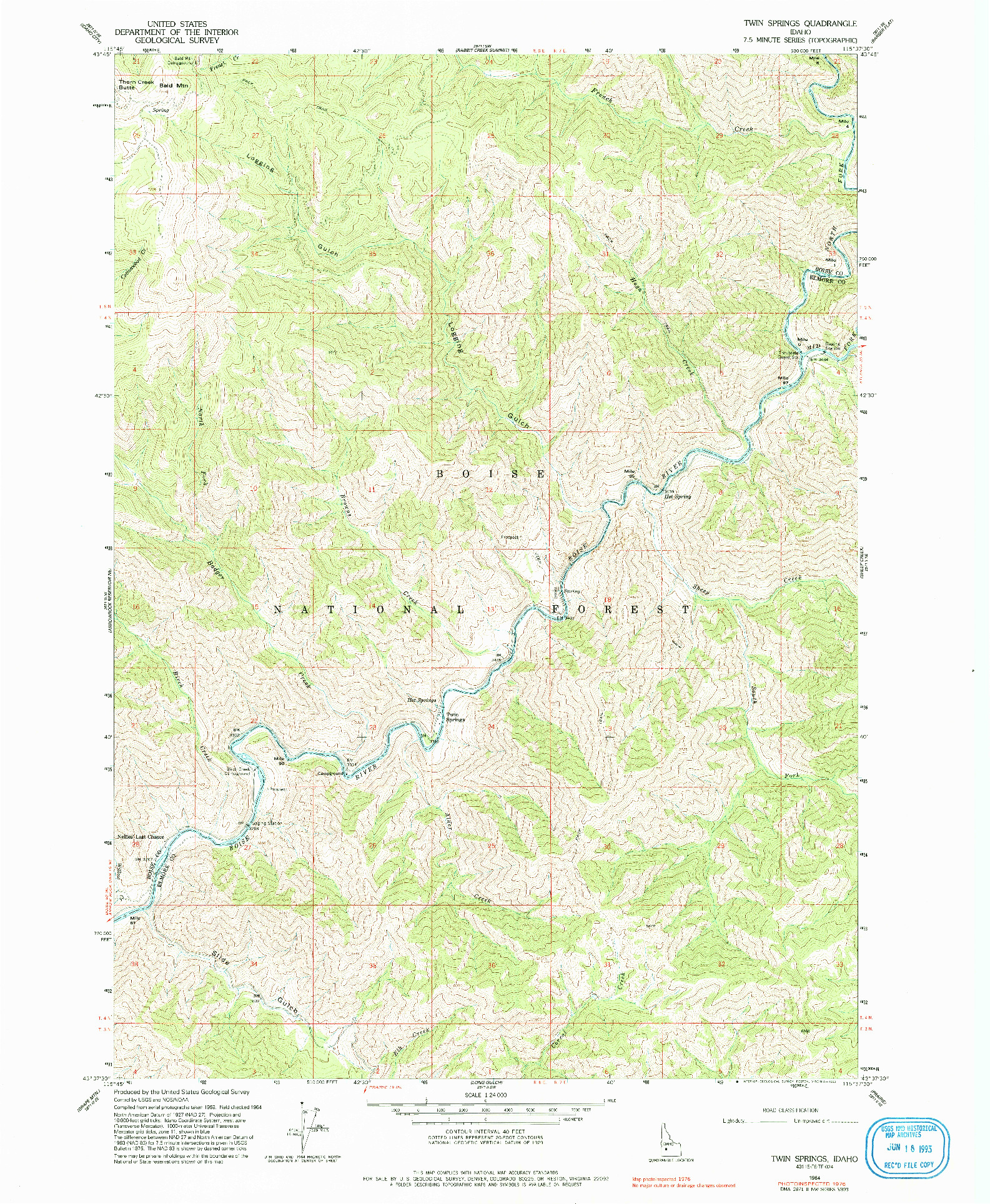 USGS 1:24000-SCALE QUADRANGLE FOR TWIN SPRINGS, ID 1964