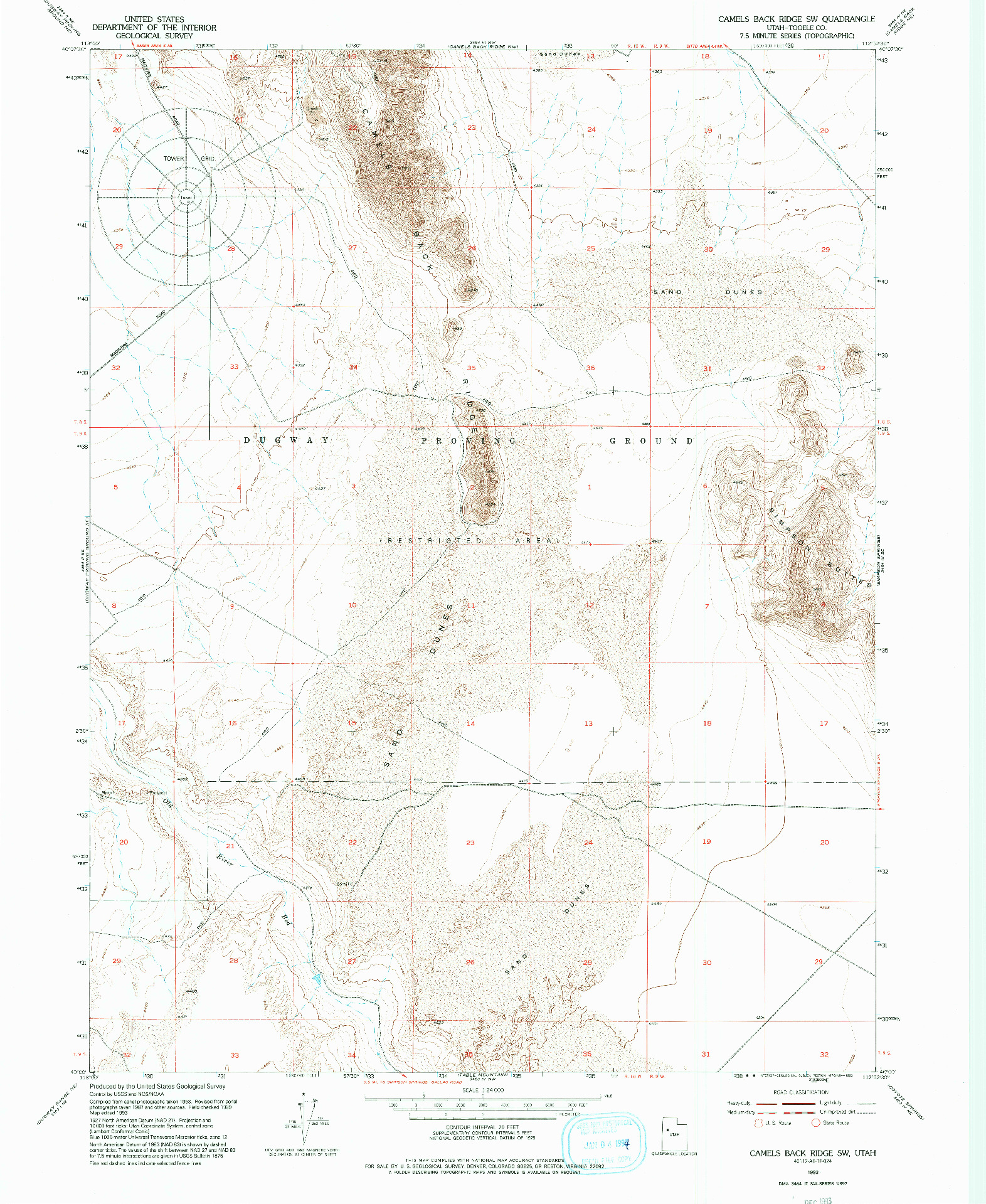 USGS 1:24000-SCALE QUADRANGLE FOR CAMELS BACK RIDGE SW, UT 1993