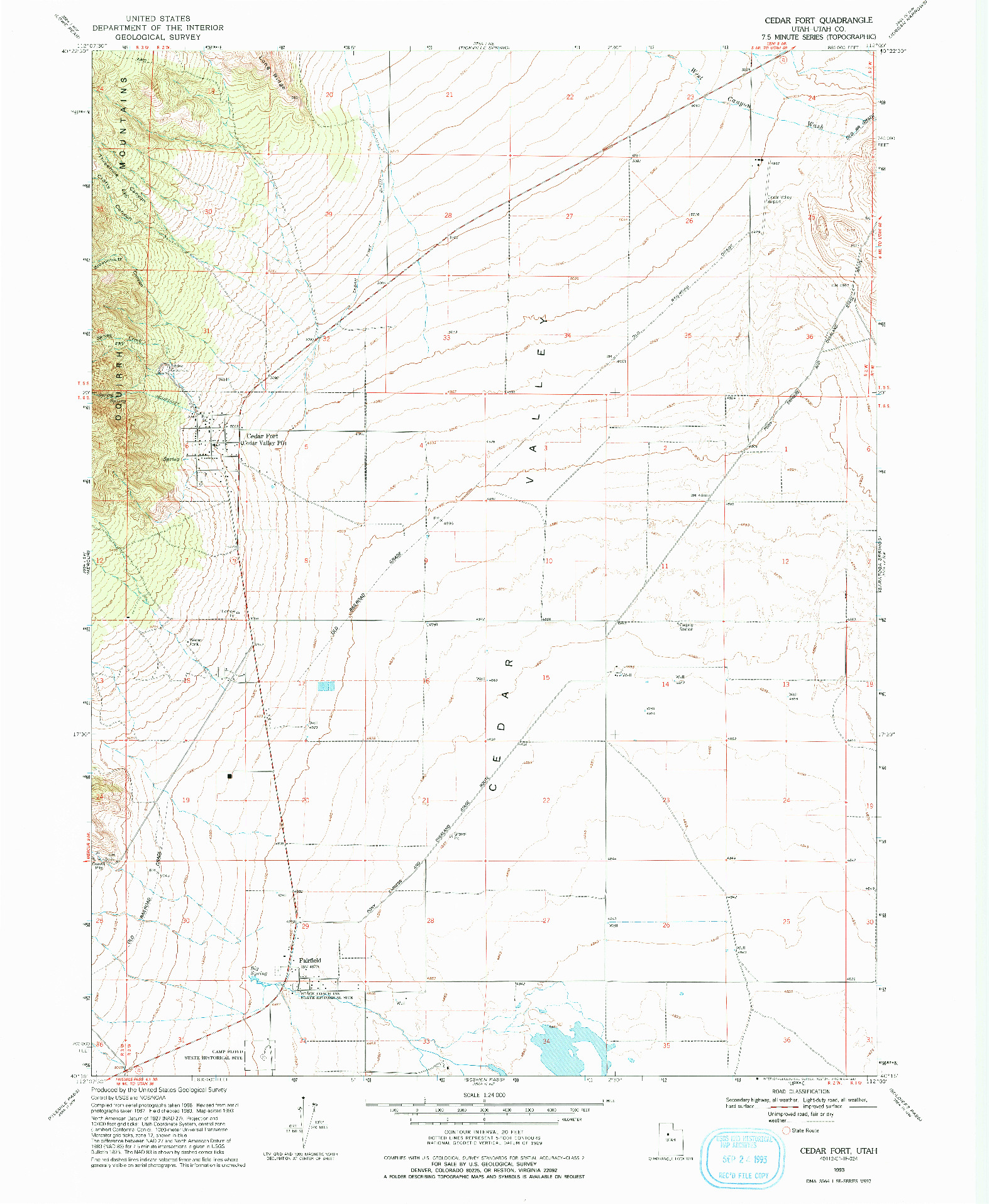 USGS 1:24000-SCALE QUADRANGLE FOR CEDAR FORT, UT 1993