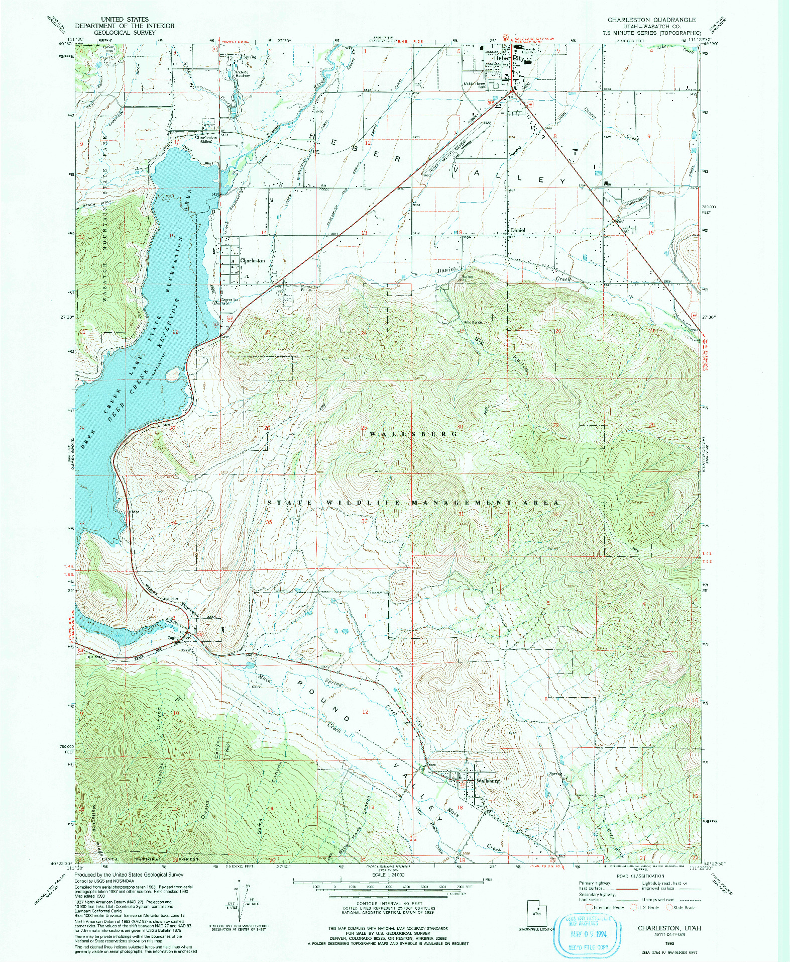 USGS 1:24000-SCALE QUADRANGLE FOR CHARLESTON, UT 1993