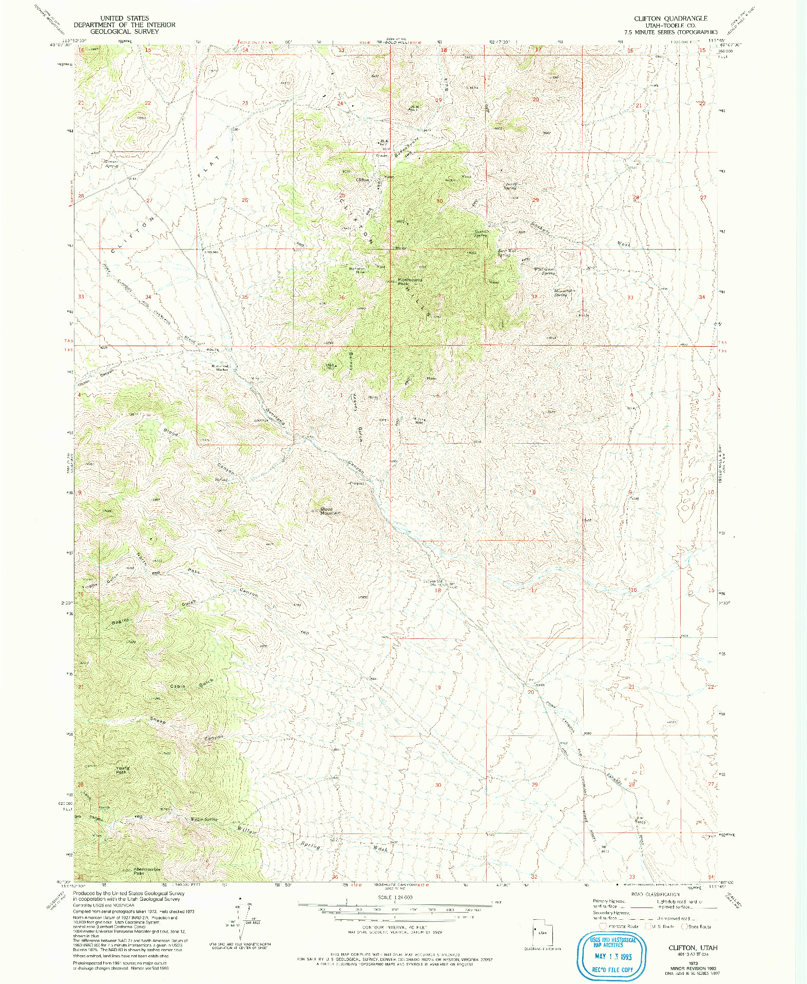 USGS 1:24000-SCALE QUADRANGLE FOR CLIFTON, UT 1973
