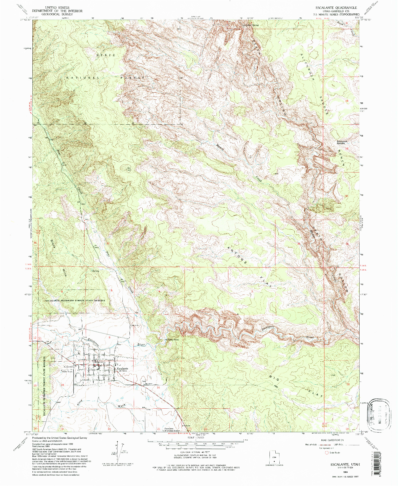 USGS 1:24000-SCALE QUADRANGLE FOR ESCALANTE, UT 1964