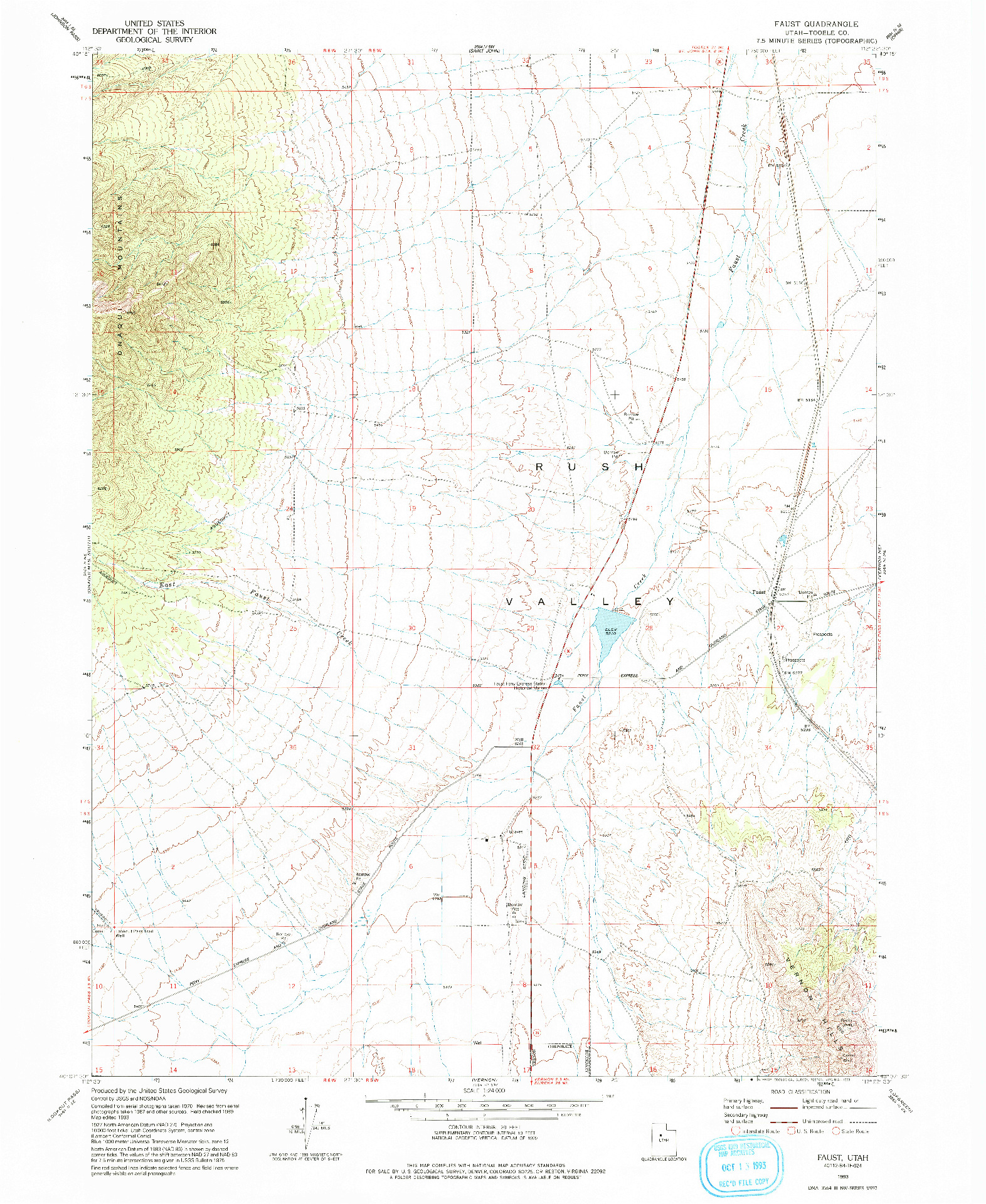 USGS 1:24000-SCALE QUADRANGLE FOR FAUST, UT 1993