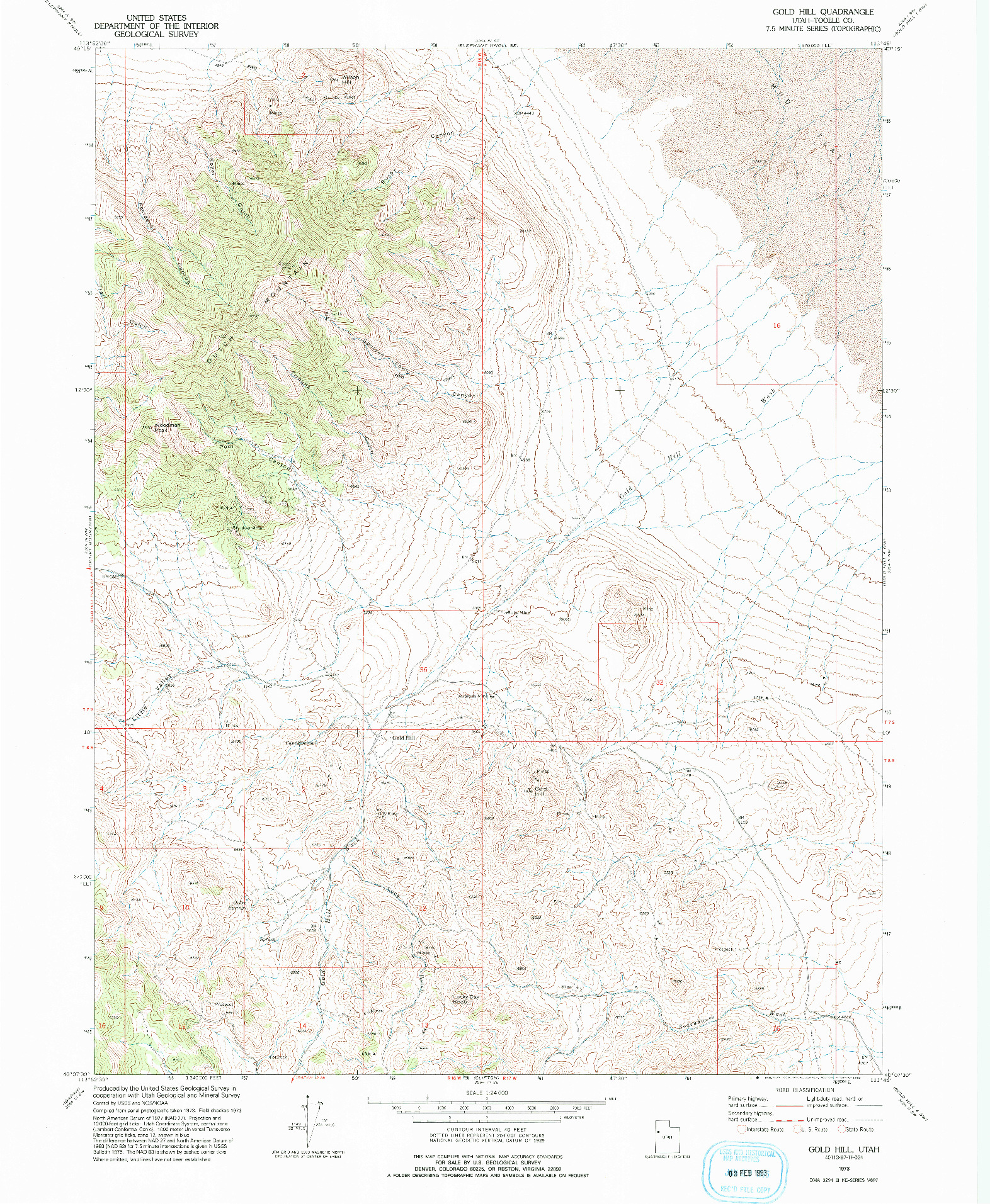 USGS 1:24000-SCALE QUADRANGLE FOR GOLD HILL, UT 1973