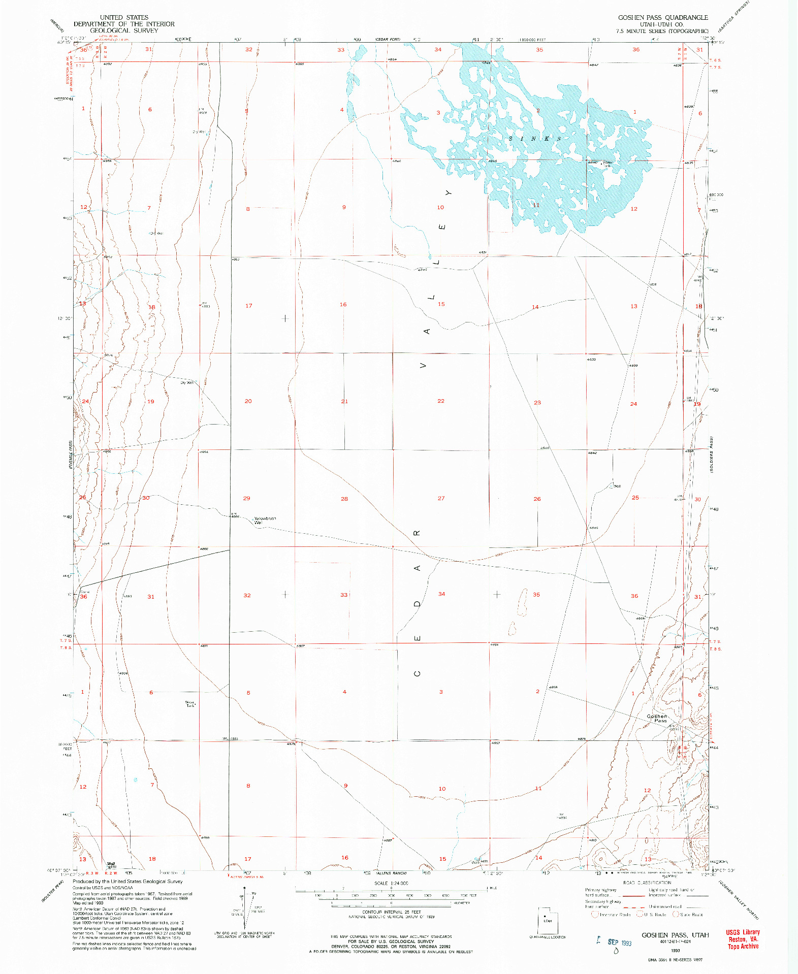USGS 1:24000-SCALE QUADRANGLE FOR GOSHEN PASS, UT 1993